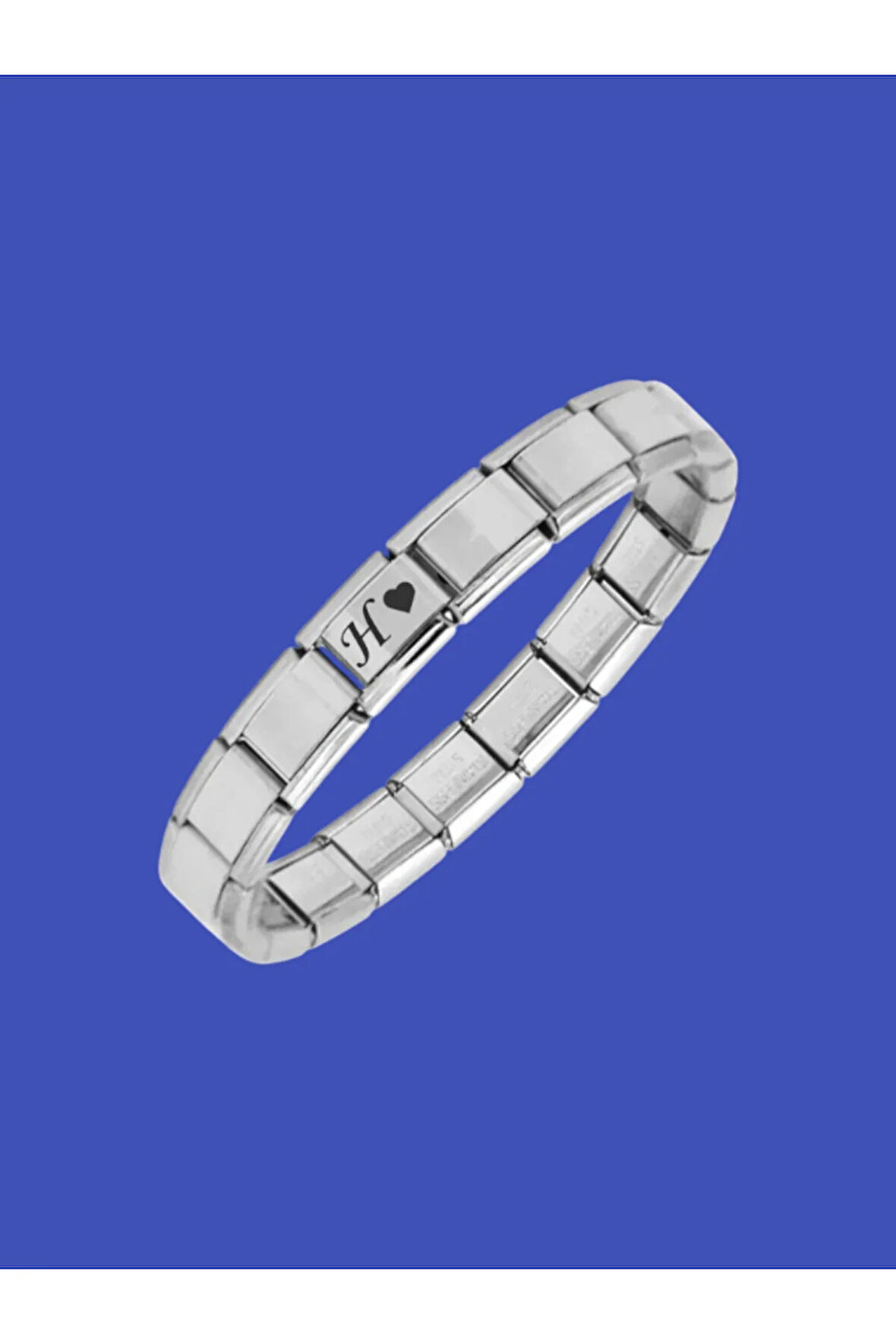 Çelik Bileklik İtalyan Charmlı Kalpli Harfli Kararmaz Solmaz En Güzel Hediye 1 Adet Uniseks Kutulu
