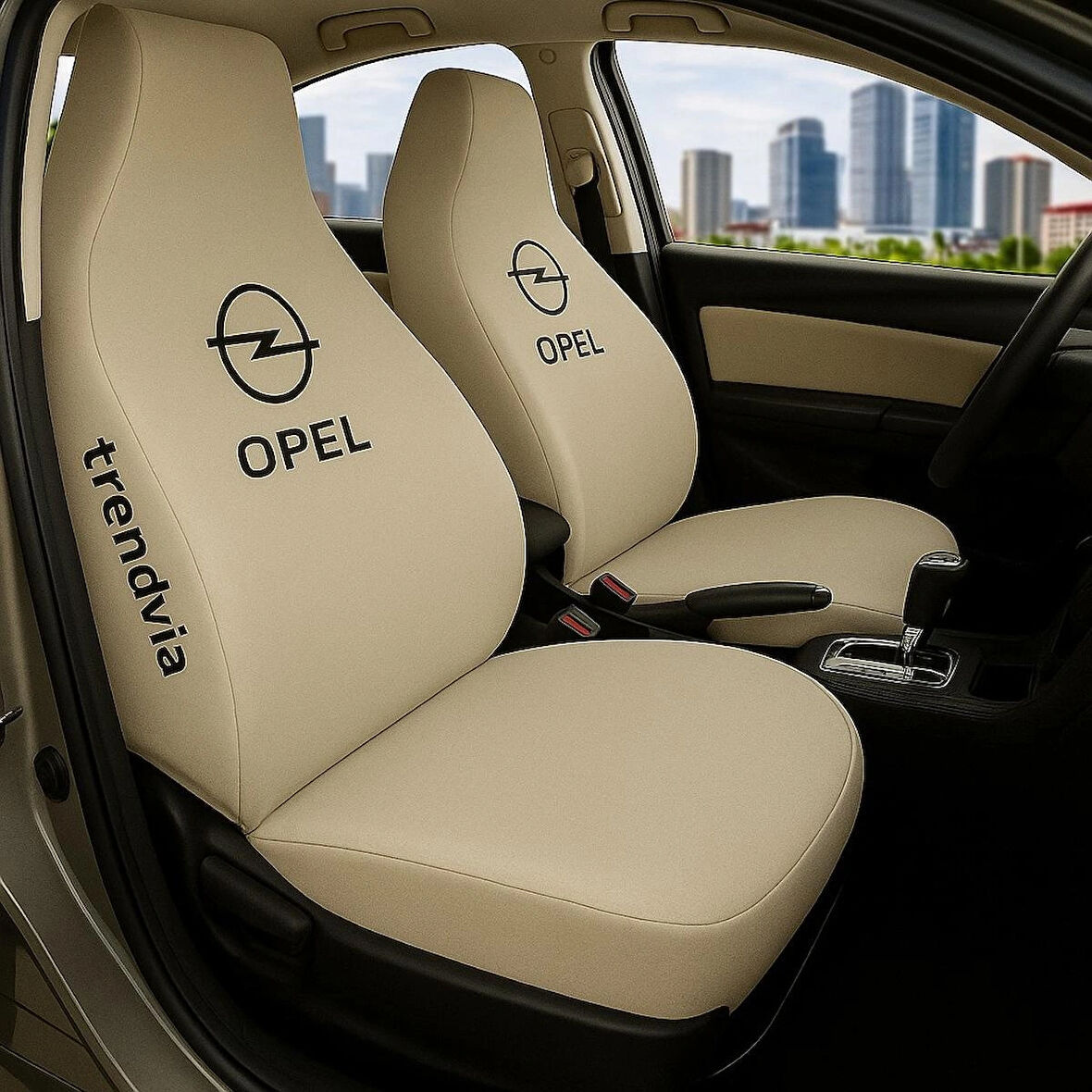 Oto Servis Kılıfı Bej Renk Opel Uyumlu Penye Kumaş Ön Arka Koltuk Takımı