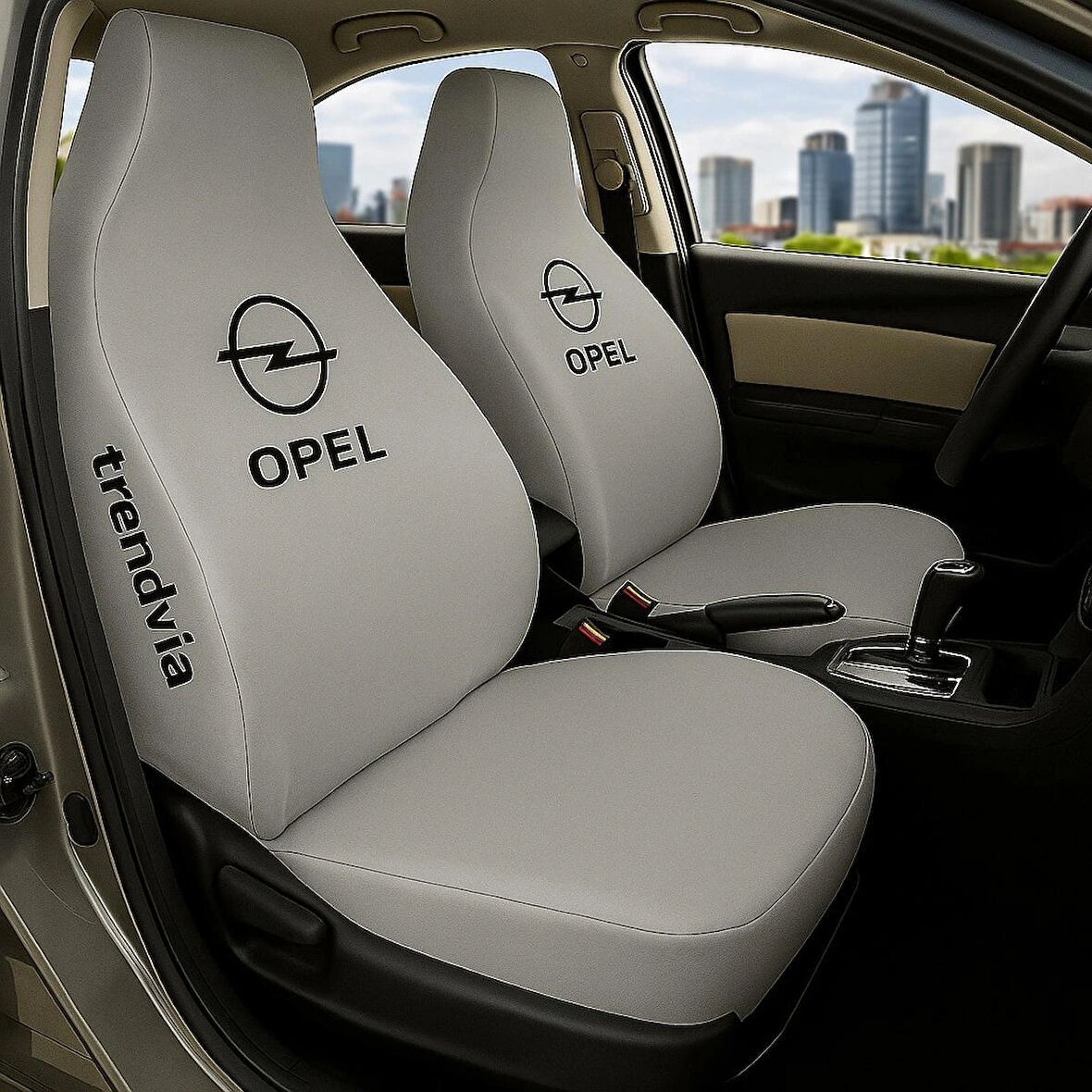 Oto Servis Kılıfı Gri Renk Opel Uyumlu Penye Kumaş Ön Arka Koltuk Takımı