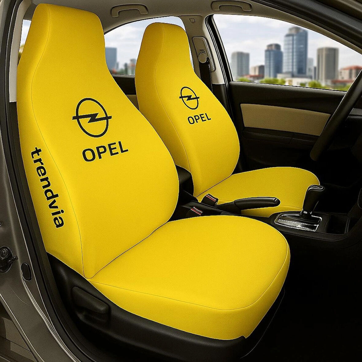 Oto Servis Kılıfı Sarı Renk Opel Uyumlu Penye Kumaş Ön Arka Koltuk Takımı