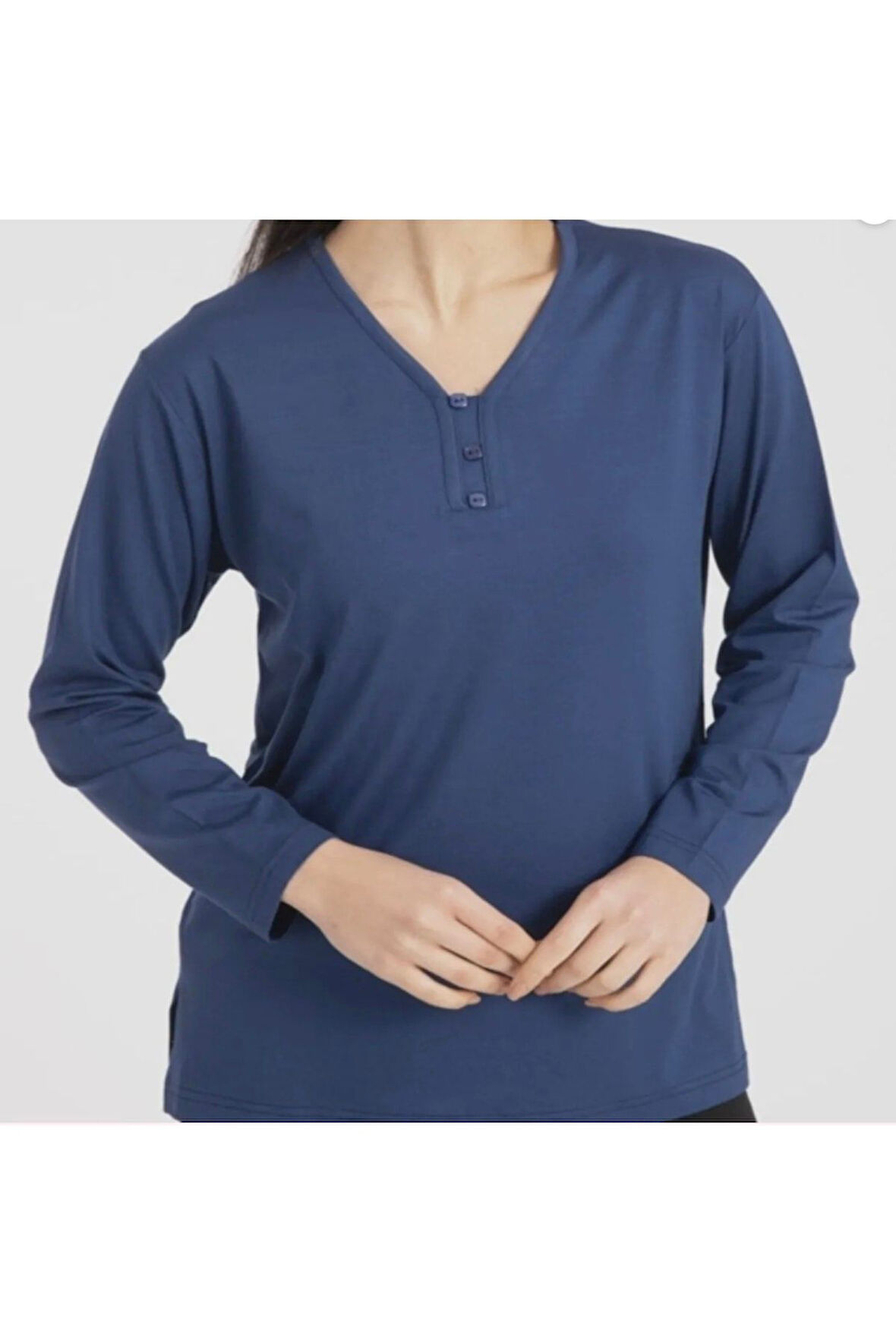 Likralı Turlu Viskon V Yaka Anne Penye Bluz