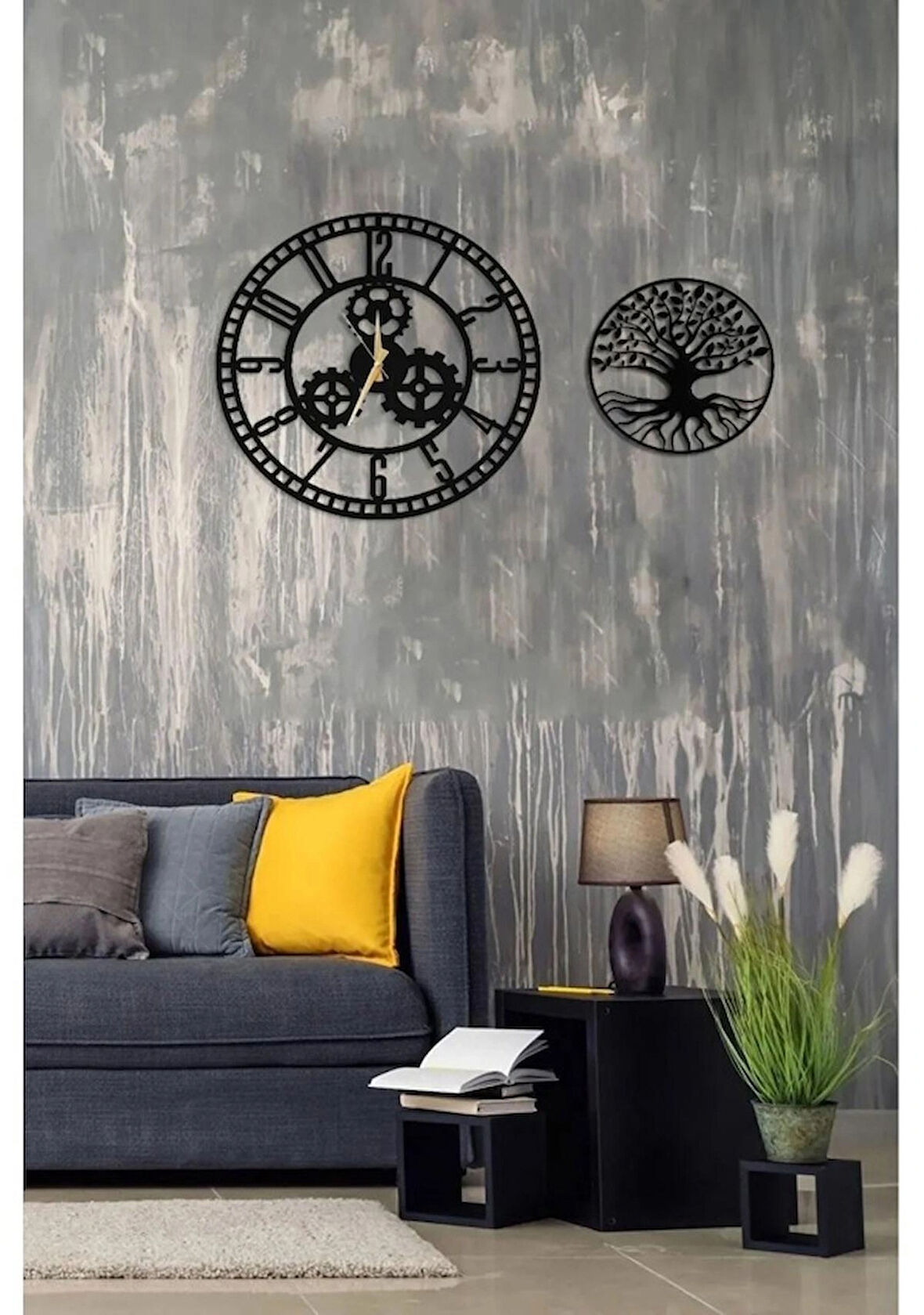 Çarlık Ve Latin Dekoratif Duvar Saat+hayat Ağaçı