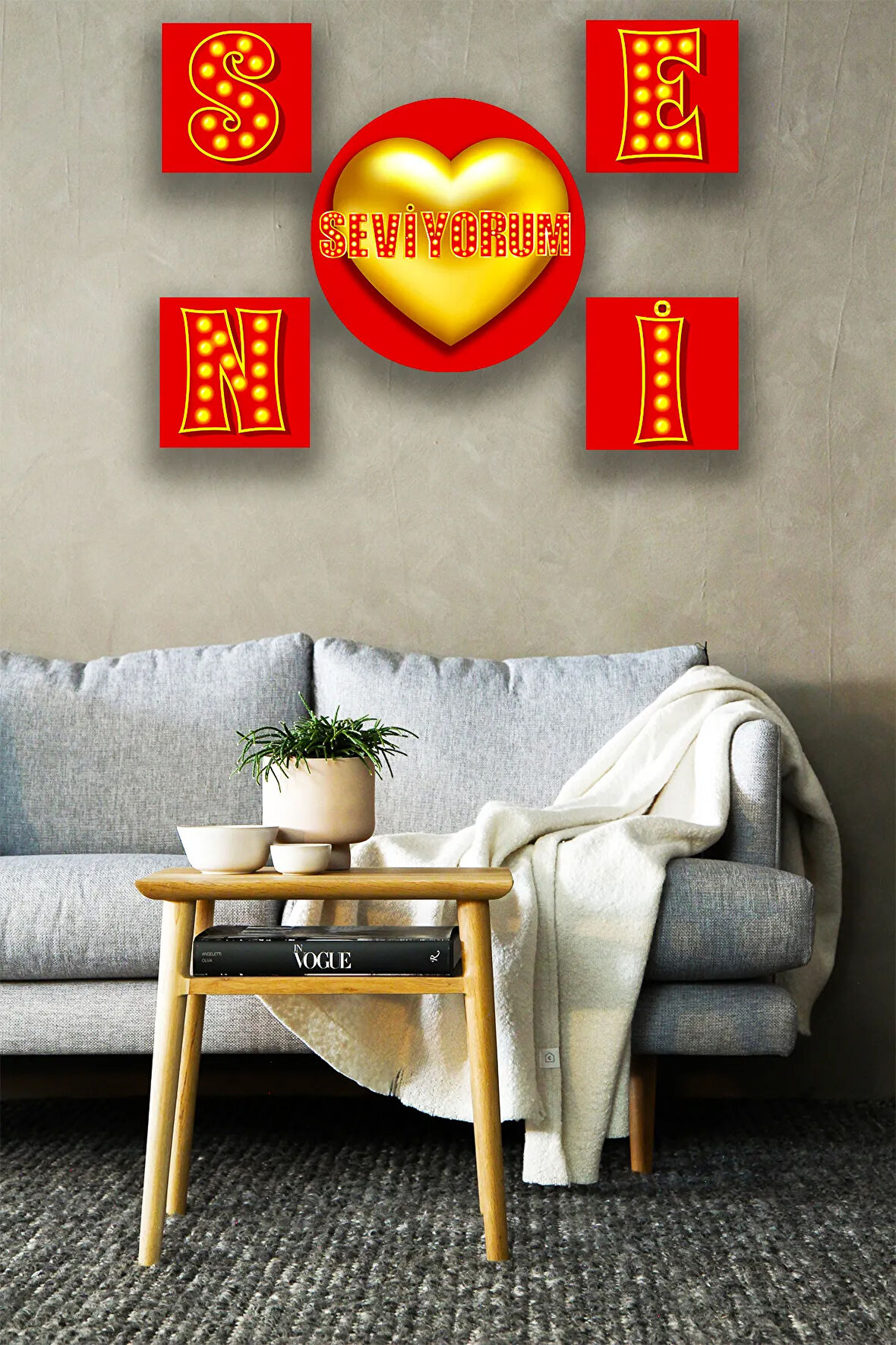 Seni Seviyorum Ahşap Tablo Modeli, Sevgili Süsü, Hediyelik Şık Tasarım