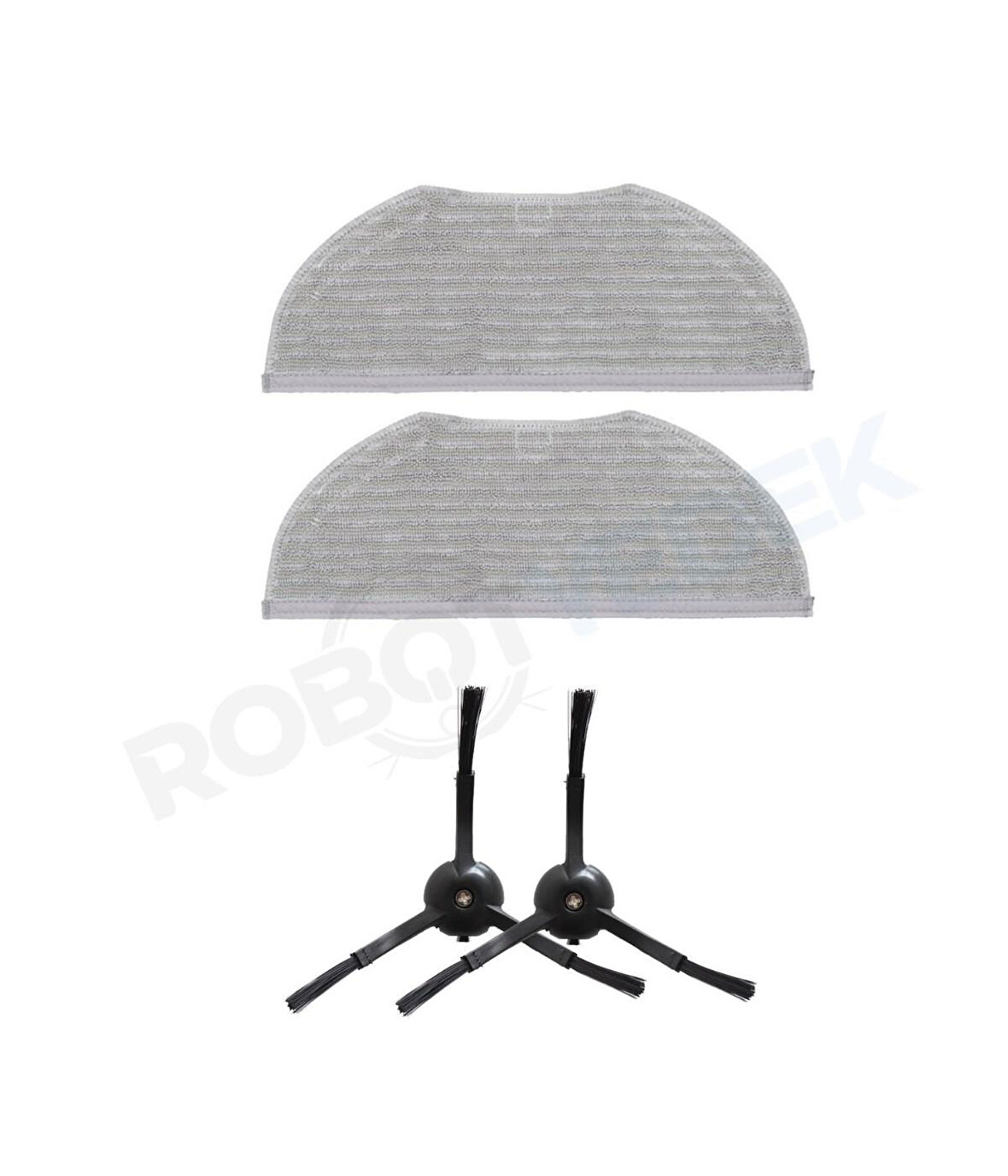 Xiaomi S10T STFCR01SZ Uyumlu Siyah Yedek Mop ve Siyah Yan Fırça-4 Parça