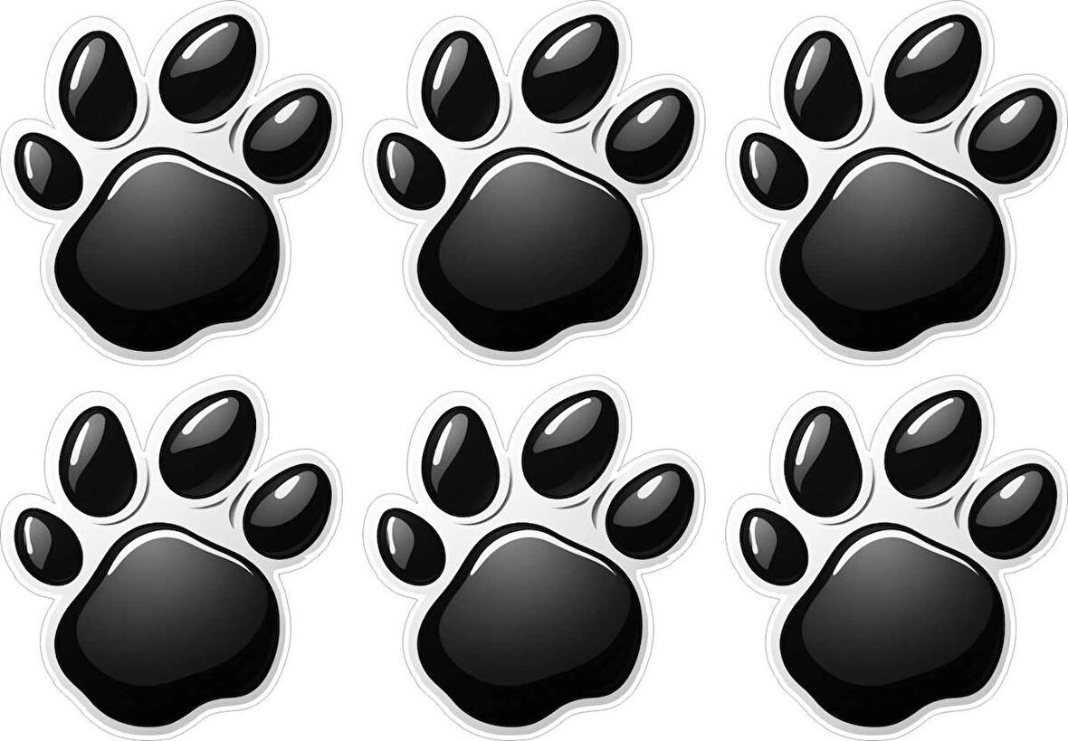 6 Adet 7x7 Pati İzi v2 Sticker Motor Araba Kask Defter Masa Dolap