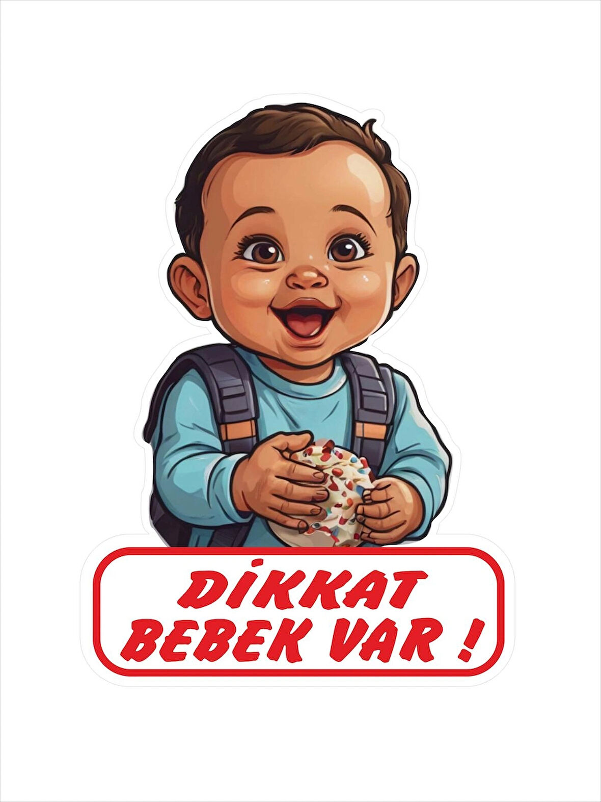 10x13 cm Dikkat Bebek Var Sticker Laptop Kask Araba Motor Sticker