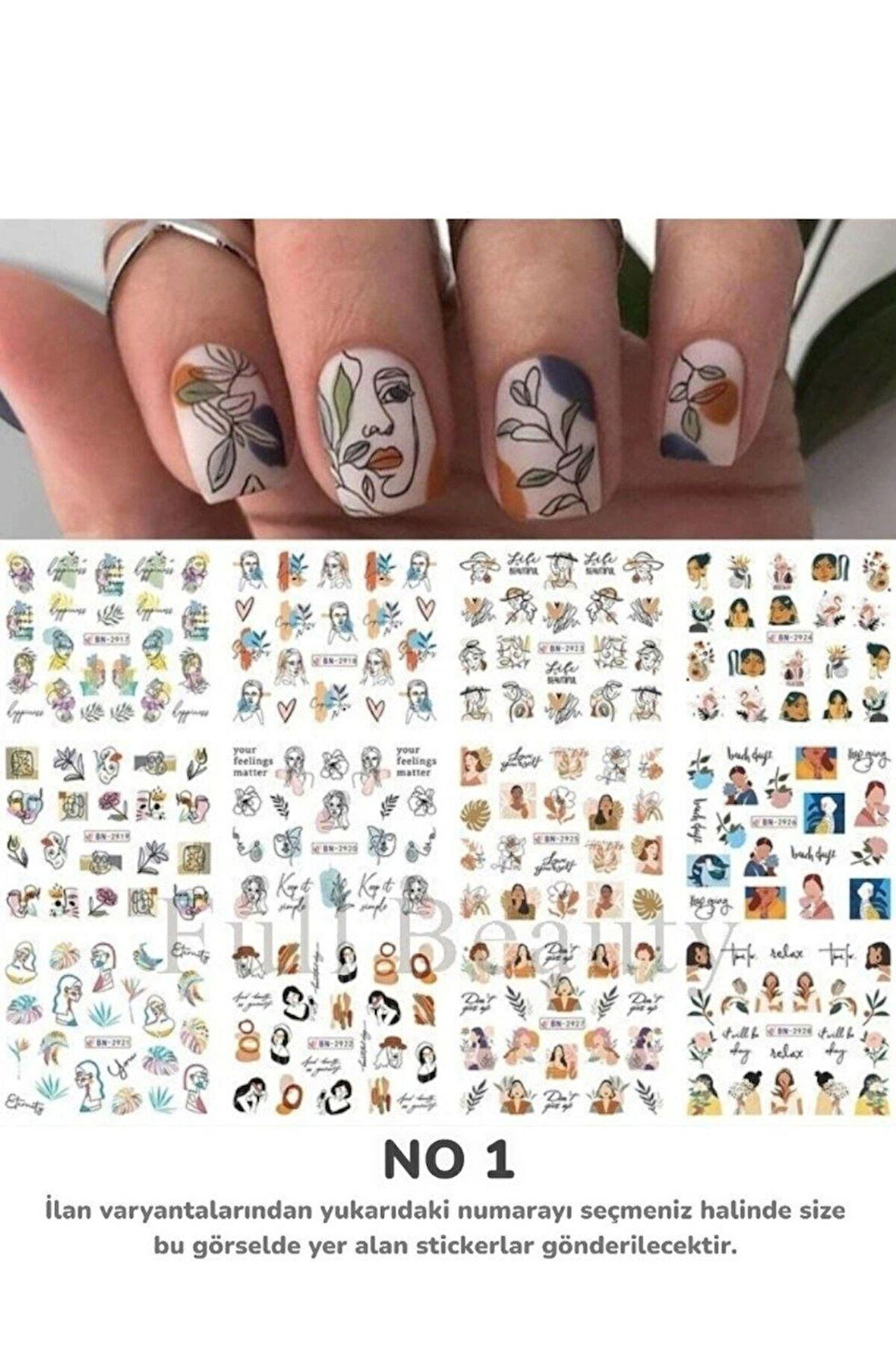 Renkli ve Desenli Tırnak Stickerları - Nail Art Sticker Çeşitleri - Su ile Yapışan Kolay Uygulama