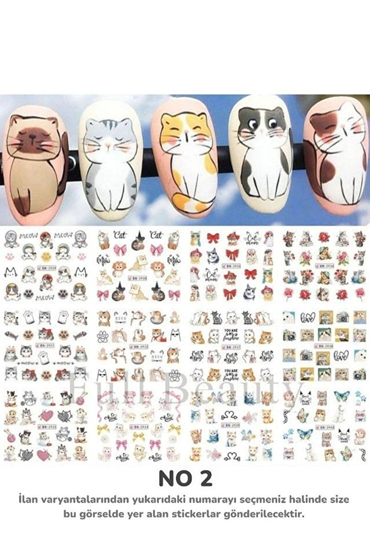 Renkli ve Desenli Tırnak Stickerları - Nail Art Sticker Çeşitleri - Su ile Yapışan Kolay Uygulama
