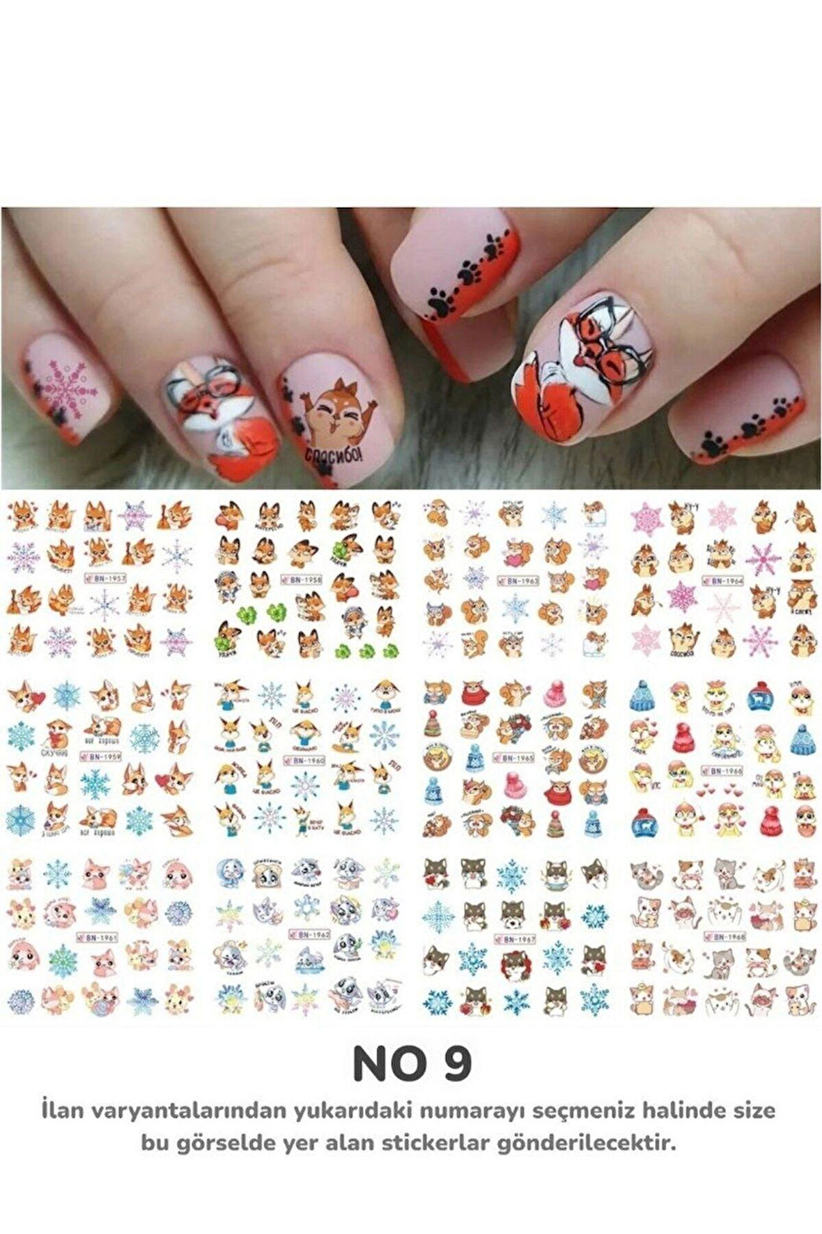Renkli ve Desenli Tırnak Stickerları - Nail Art Sticker Çeşitleri - Su ile Yapışan Kolay Uygulama