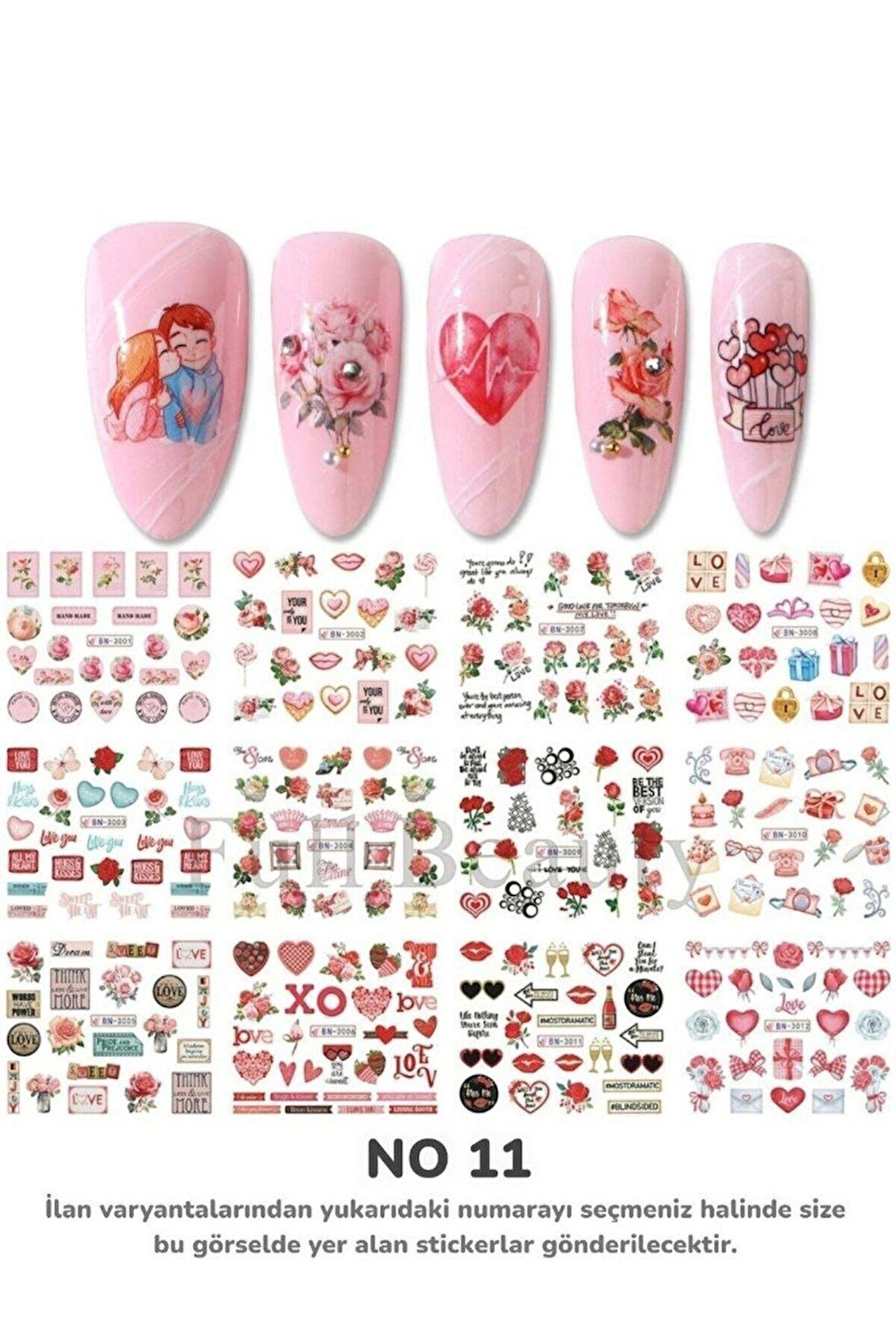 Renkli ve Desenli Tırnak Stickerları - Nail Art Sticker Çeşitleri - Su ile Yapışan Kolay Uygulama