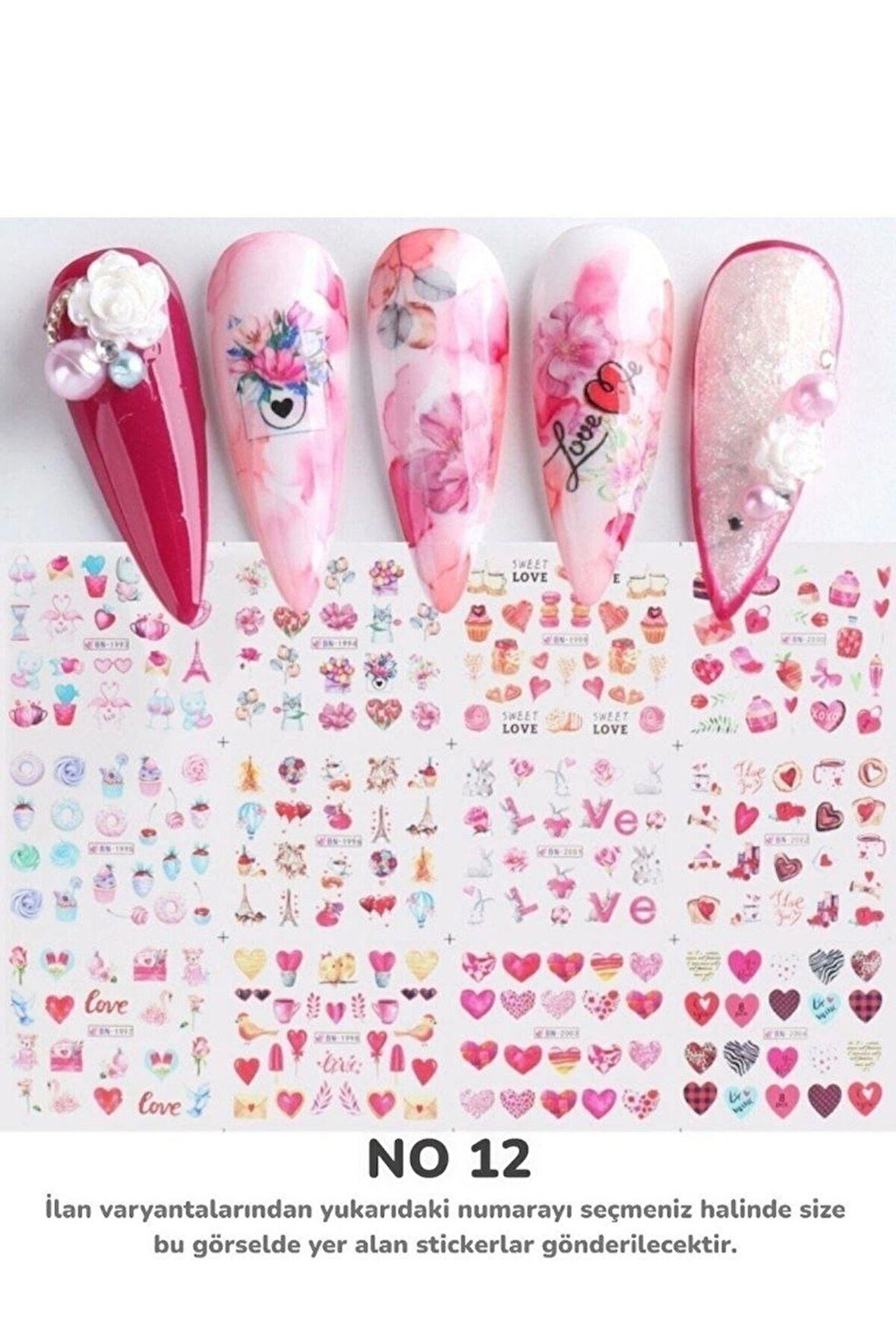 Renkli ve Desenli Tırnak Stickerları - Nail Art Sticker Çeşitleri - Su ile Yapışan Kolay Uygulama