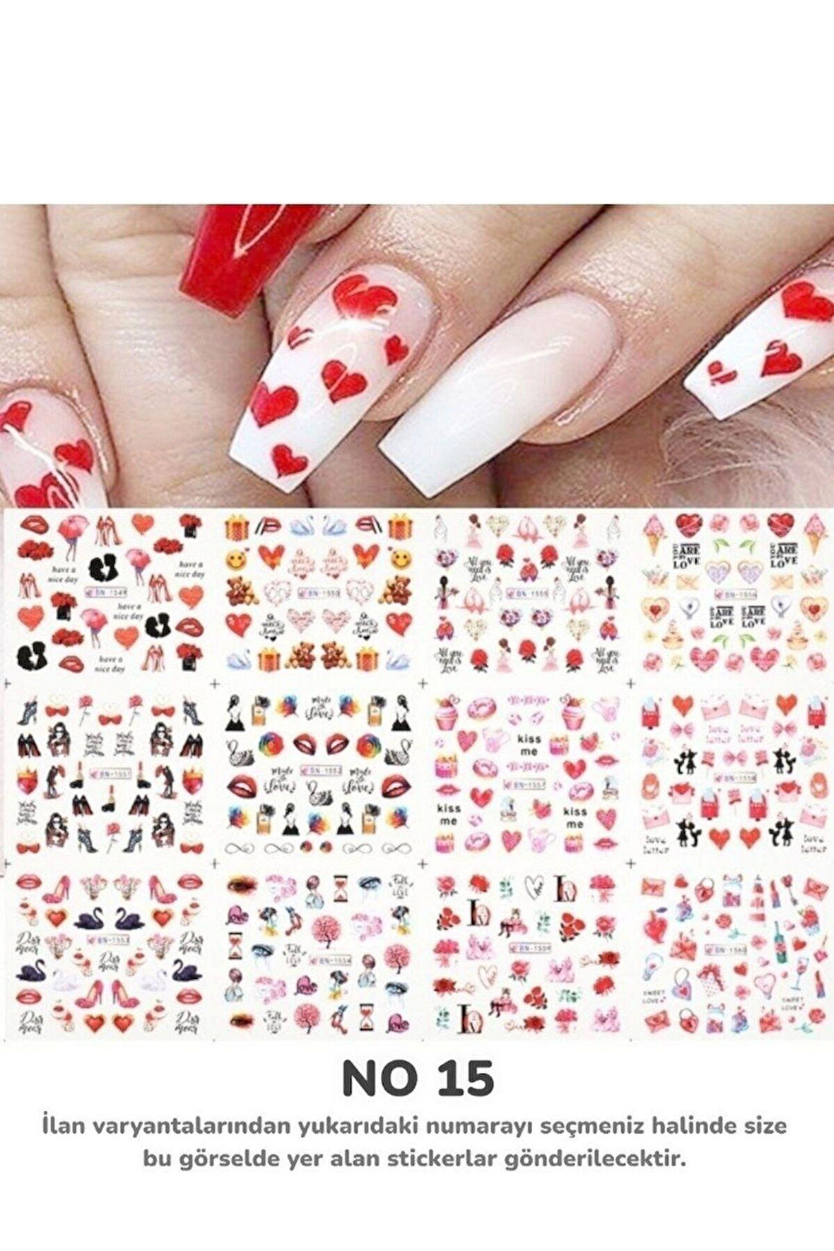Renkli ve Desenli Tırnak Stickerları - Nail Art Sticker Çeşitleri - Su ile Yapışan Kolay Uygulama