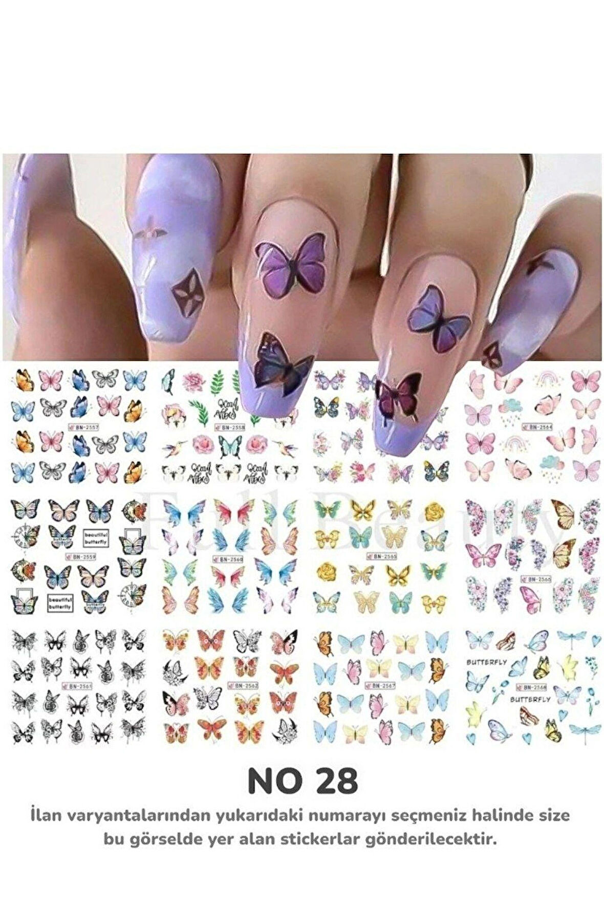 Renkli ve Desenli Tırnak Stickerları - Nail Art Sticker Çeşitleri - Su ile Yapışan Kolay Uygulama