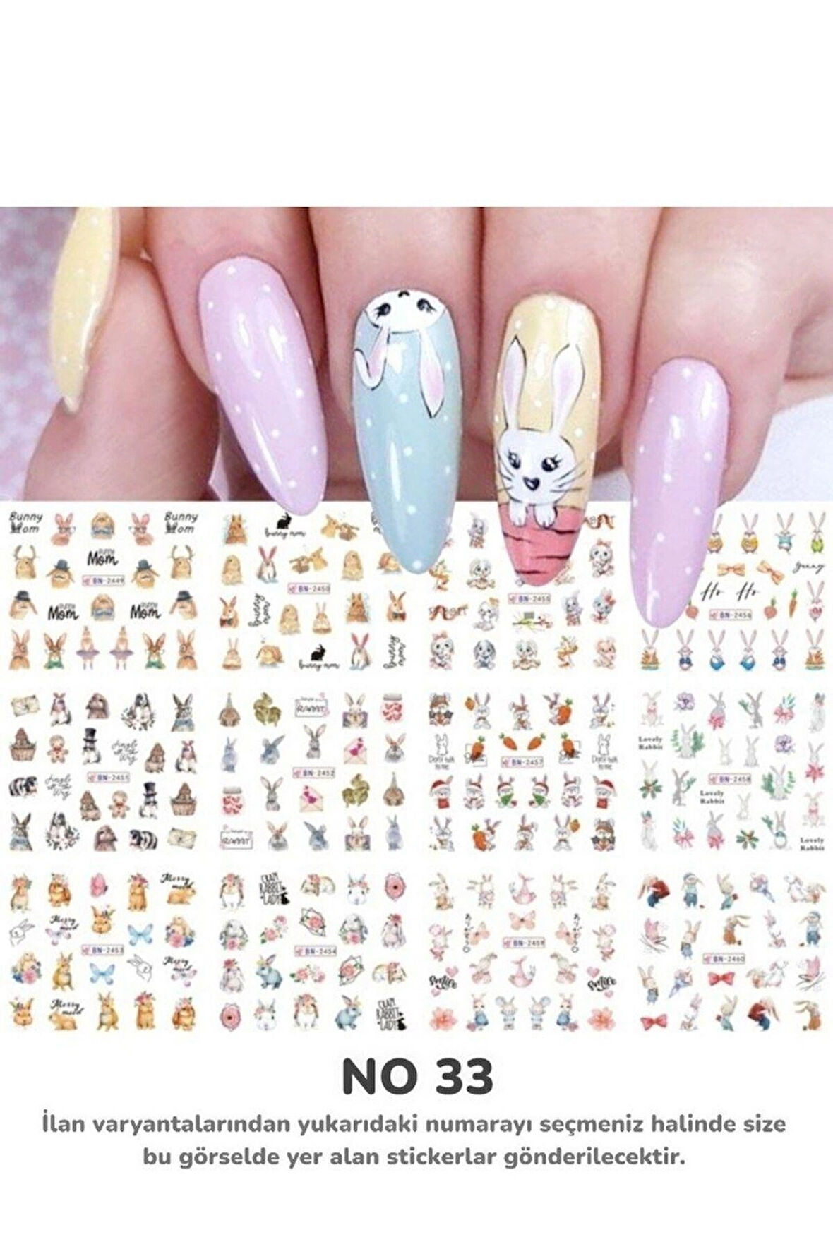 Renkli ve Desenli Tırnak Stickerları - Nail Art Sticker Çeşitleri - Su ile Yapışan Kolay Uygulama
