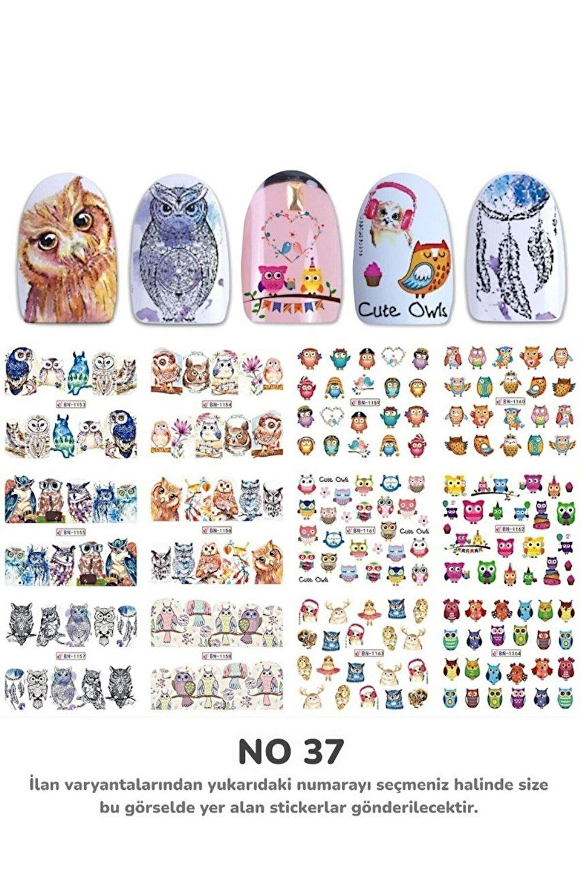 Renkli ve Desenli Tırnak Stickerları - Nail Art Sticker Çeşitleri - Su ile Yapışan Kolay Uygulama