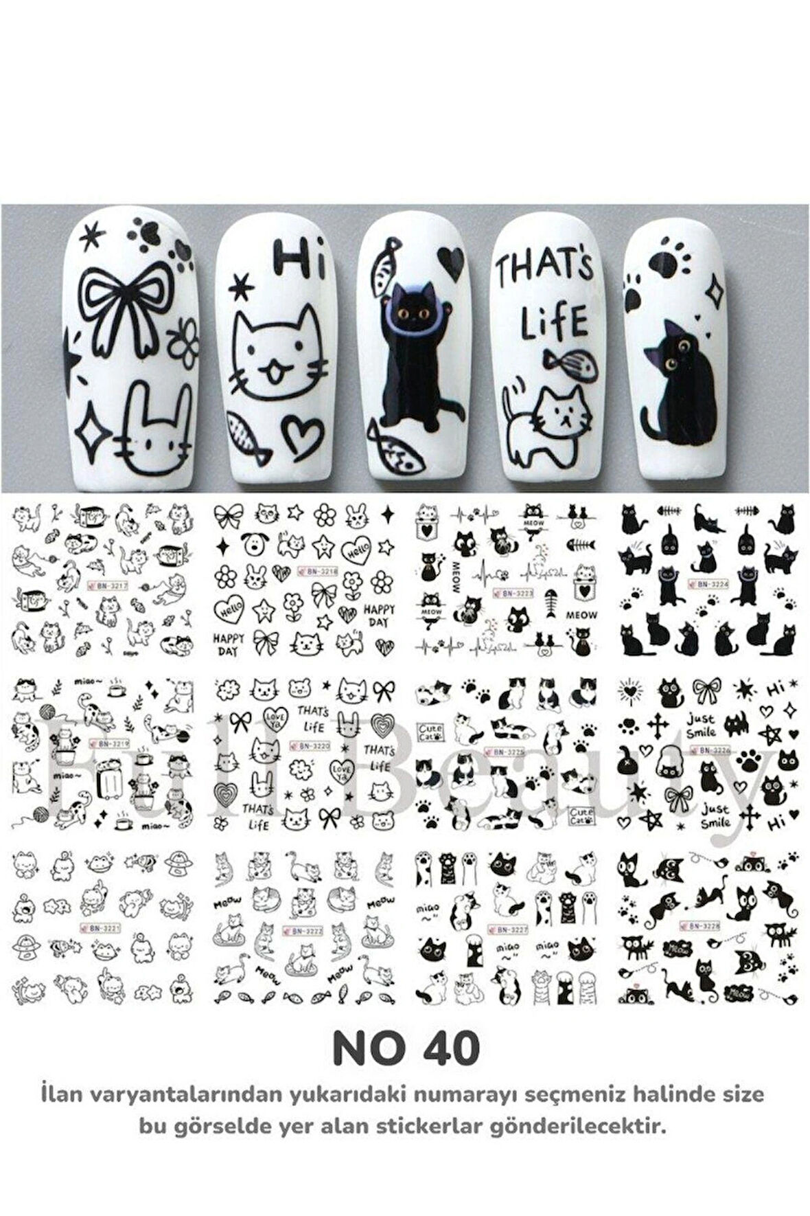 Renkli ve Desenli Tırnak Stickerları - Nail Art Sticker Çeşitleri - Su ile Yapışan Kolay Uygulama