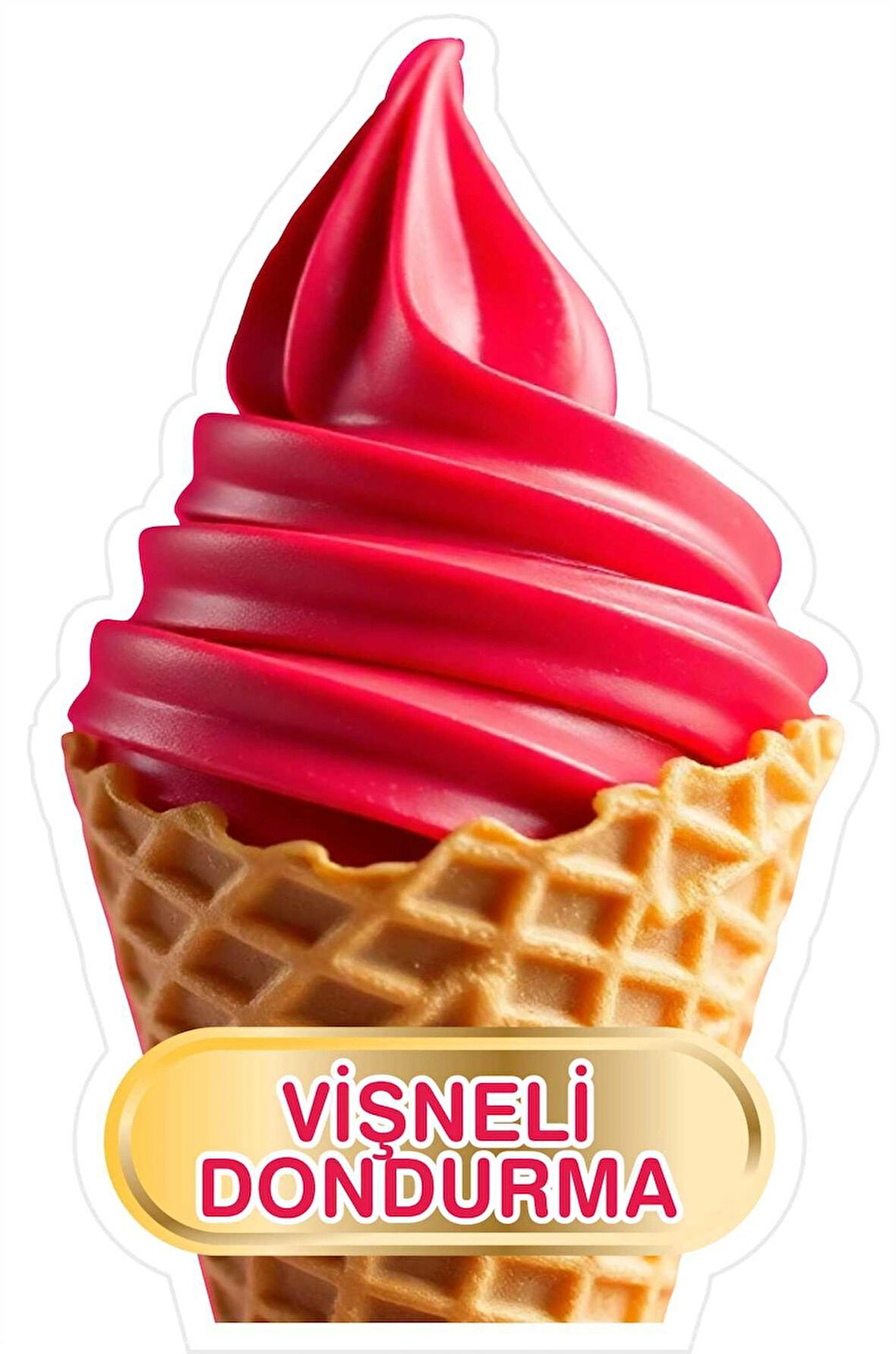 20x30 cm Vişneli Dondurma Sticker Dondurmacı Vitrin Mutfak Duvar Sticker