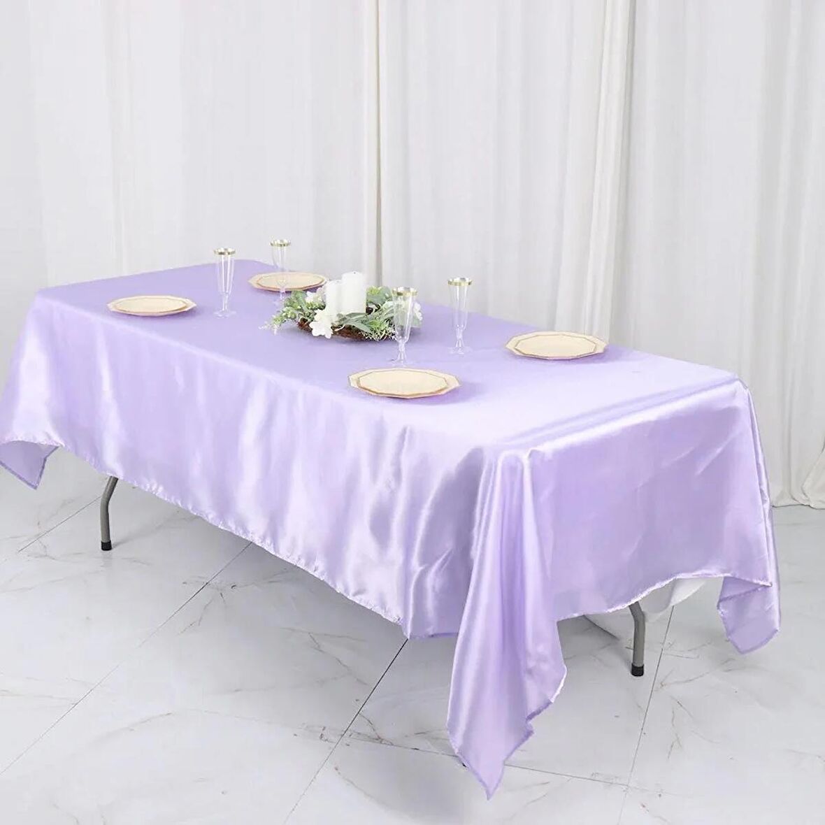 Lila Saten Masa Örtüsü 140 x 200