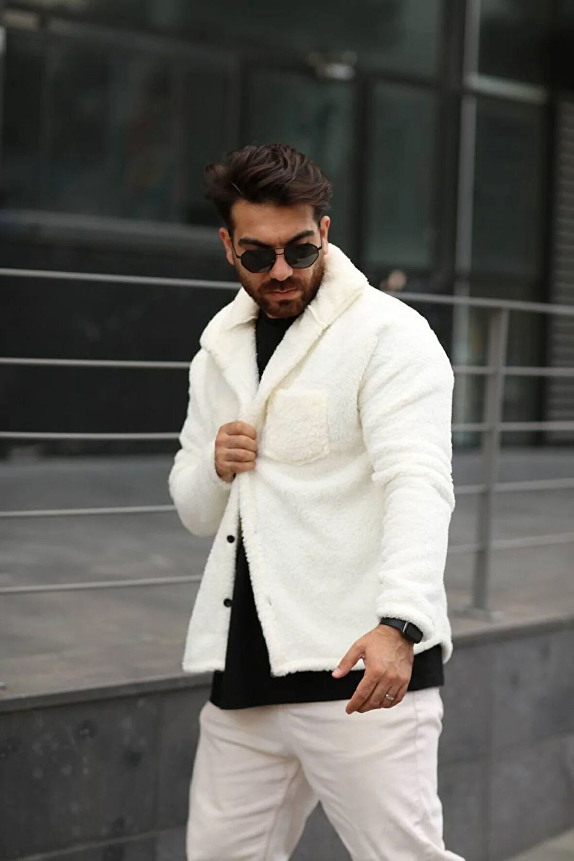 Pelüş Ceket Unisex Normal Kalıp Cep Detaylı