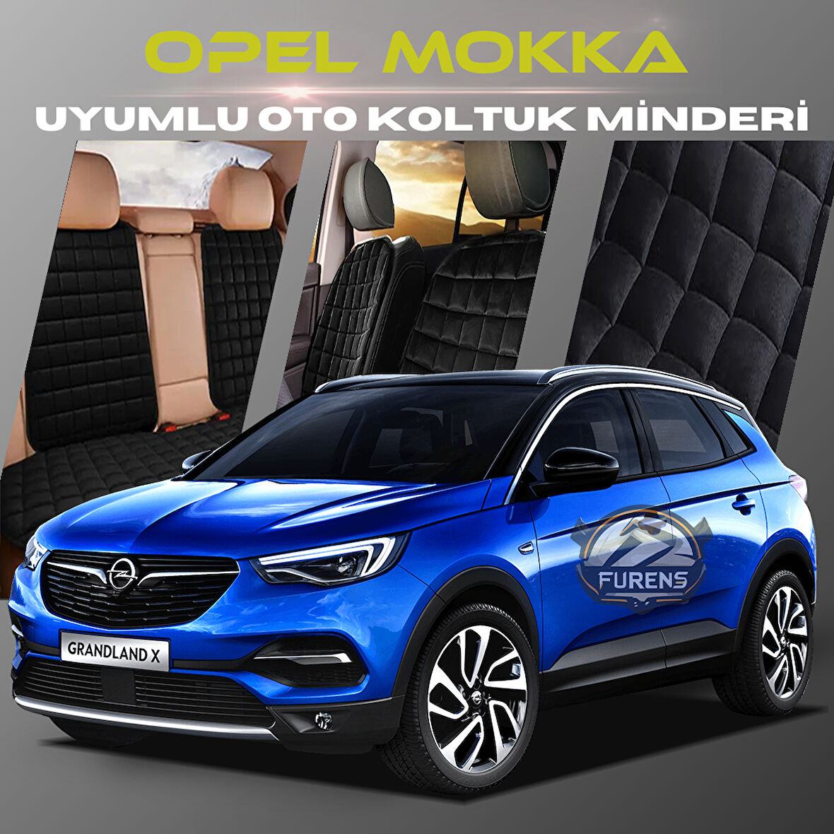 Opel Mokka Siyah Renk Tay Tüyü Cepli & Terletmez Sırtlı Oto Koltuk Minder Seti - Koltuk Koruma Kılıfı (ÖN & ARKA TAM SET)