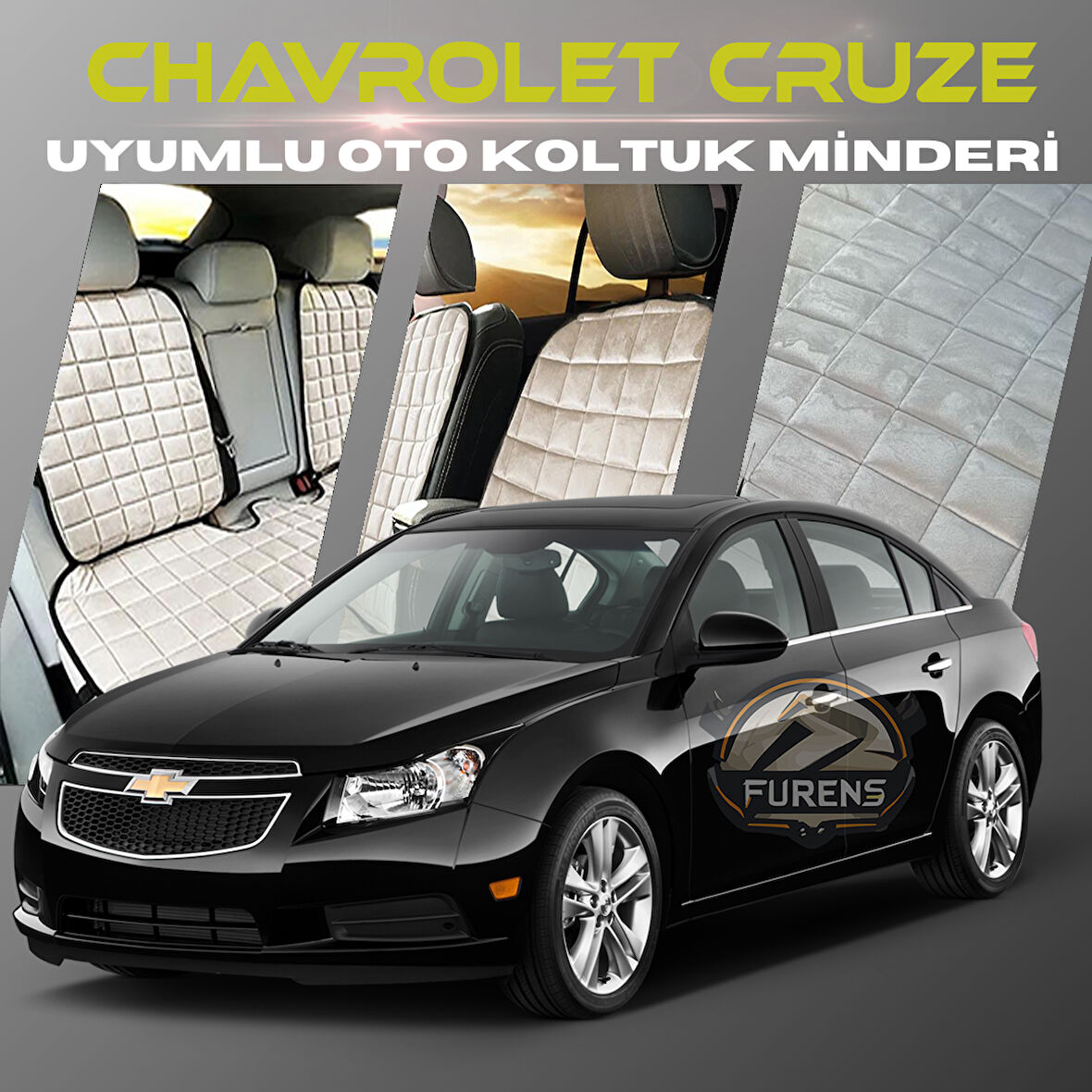 Chevrolet Bej Renk Tay Tüyü Cepli & Terletmez Sırtlı Oto Koltuk Minder Seti - Koltuk Koruma Kılıfı (ÖN & ARKA TAM SET)
