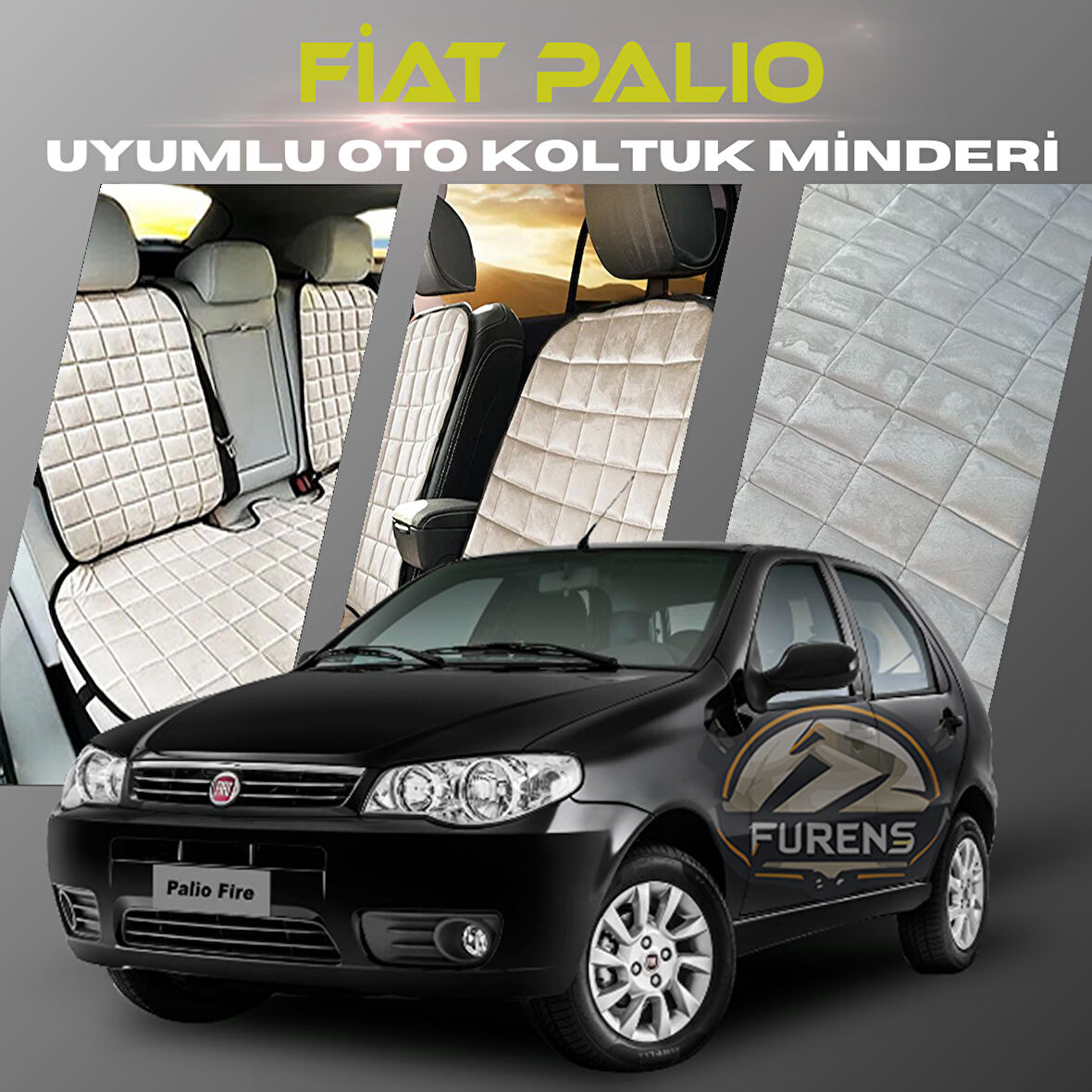 Fiat Palio Bej Renk Tay Tüyü Cepli & Terletmez Sırtlı Oto Koltuk Minder Seti - Koltuk Koruma Kılıfı (ÖN & ARKA TAM SET)