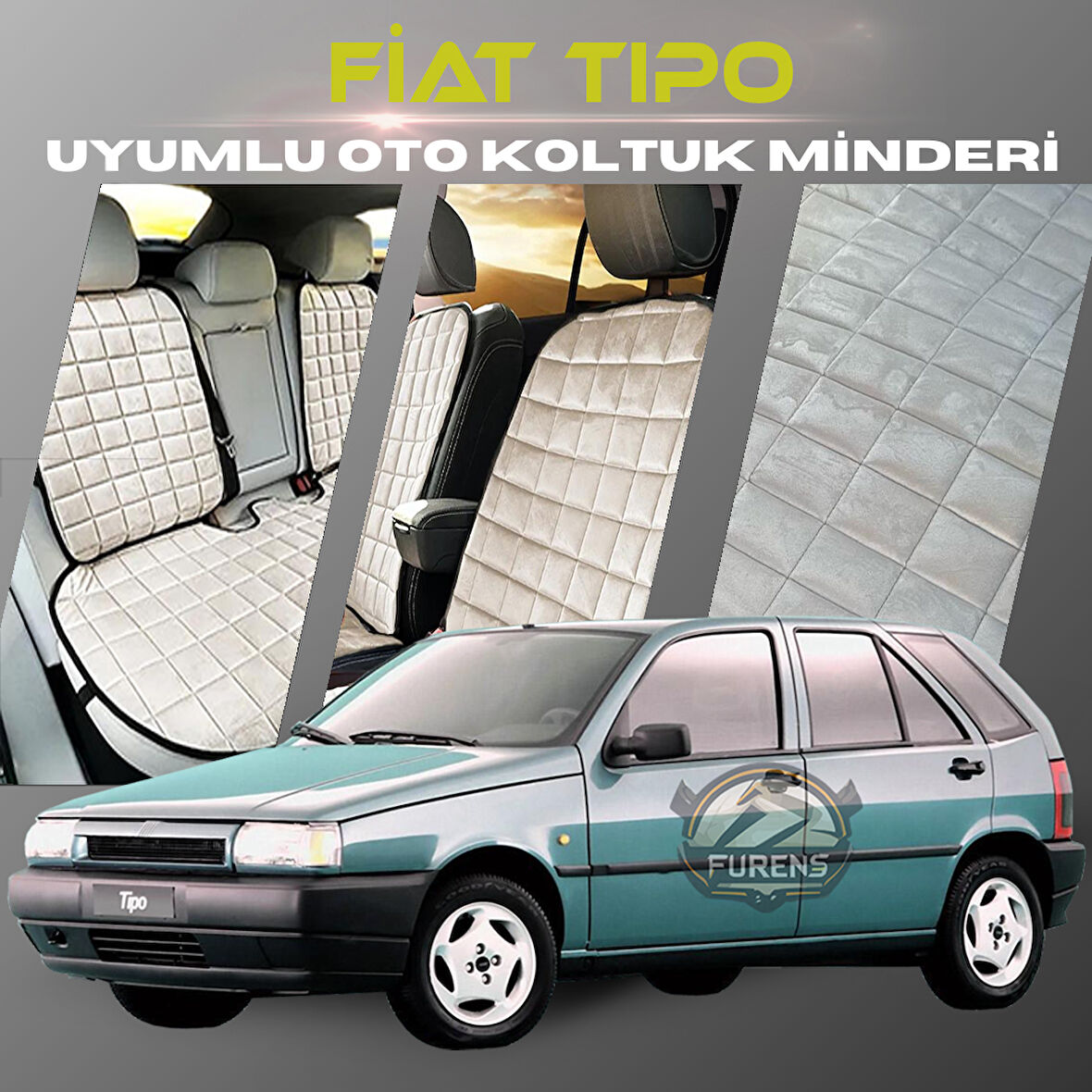 Fiat Tipo Bej Renk Tay Tüyü Cepli & Terletmez Sırtlı Oto Koltuk Minder Seti - Koltuk Koruma Kılıfı (ÖN & ARKA TAM SET)