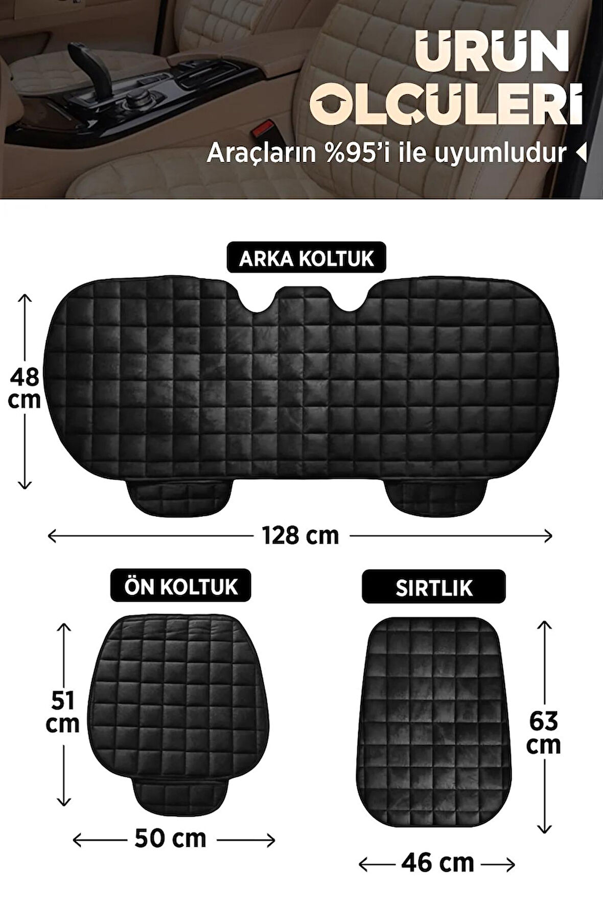 Chery Tiggo 8 & Pro Antrasit Renk Tay Tüyü Cepli & Terletmez Sırtlı Oto Koltuk Minder Seti - Koltuk Koruma Kılıfı (ÖN & ARKA TAM SET)