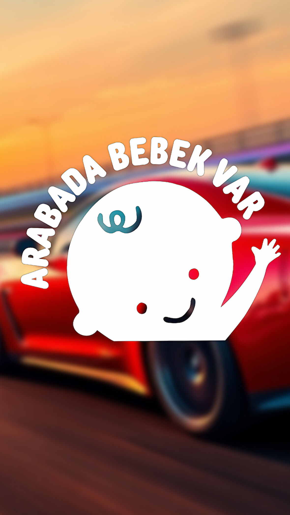 Arabada Bebek Var Araba Cam Sticker 24x28cm Tek Elli