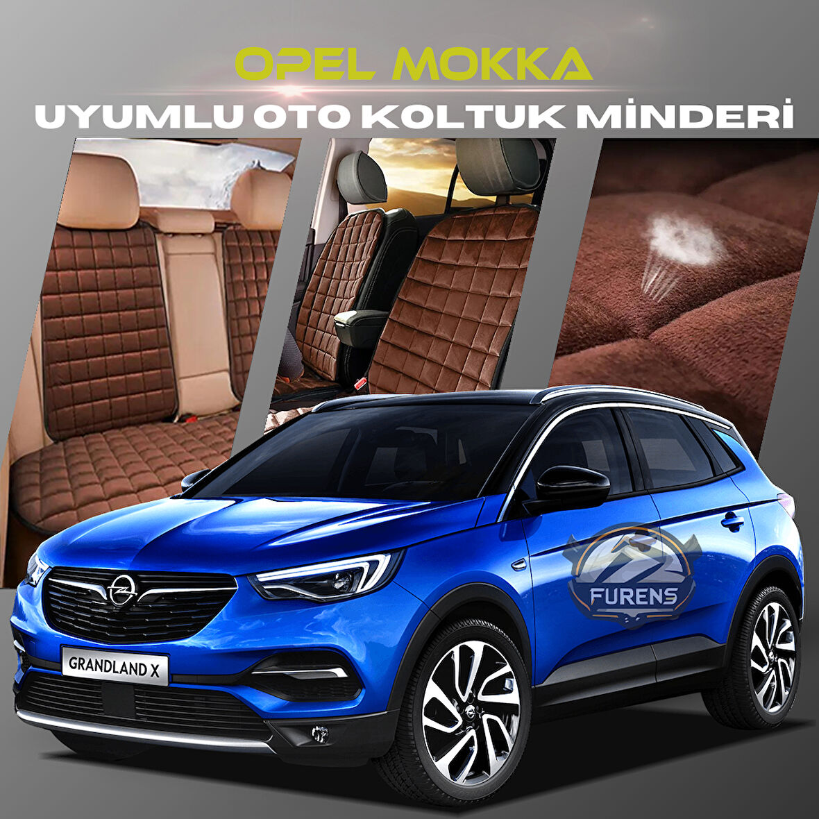 Opel Mokka Kahverengi Renk Tay Tüyü Cepli & Terletmez Sırtlı Oto Koltuk Minder Seti - Koltuk Koruma Kılıfı (ÖN & ARKA TAM SET)