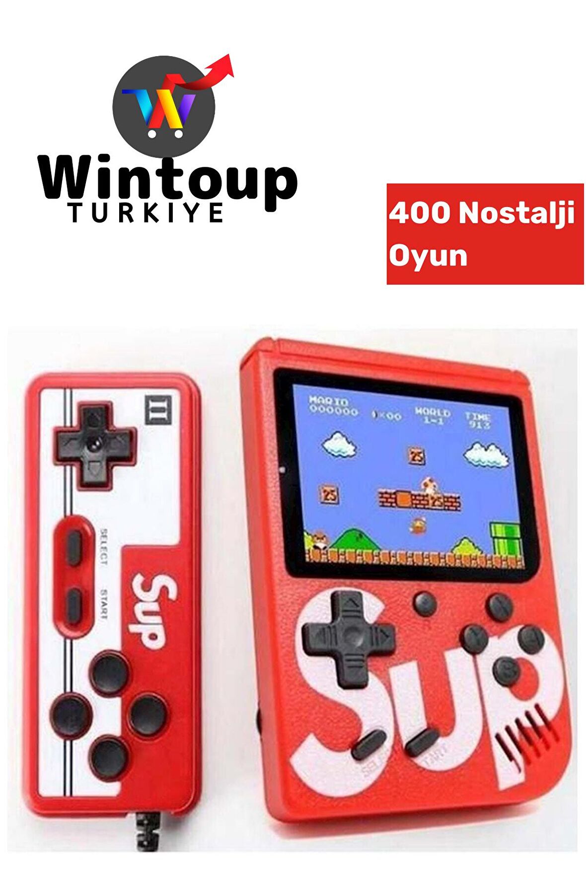 Mini Nostalji Mario Atari Sup Taşınabilir 400 Oyunlu Mini Atari Oyun Konsolu -kırmızı