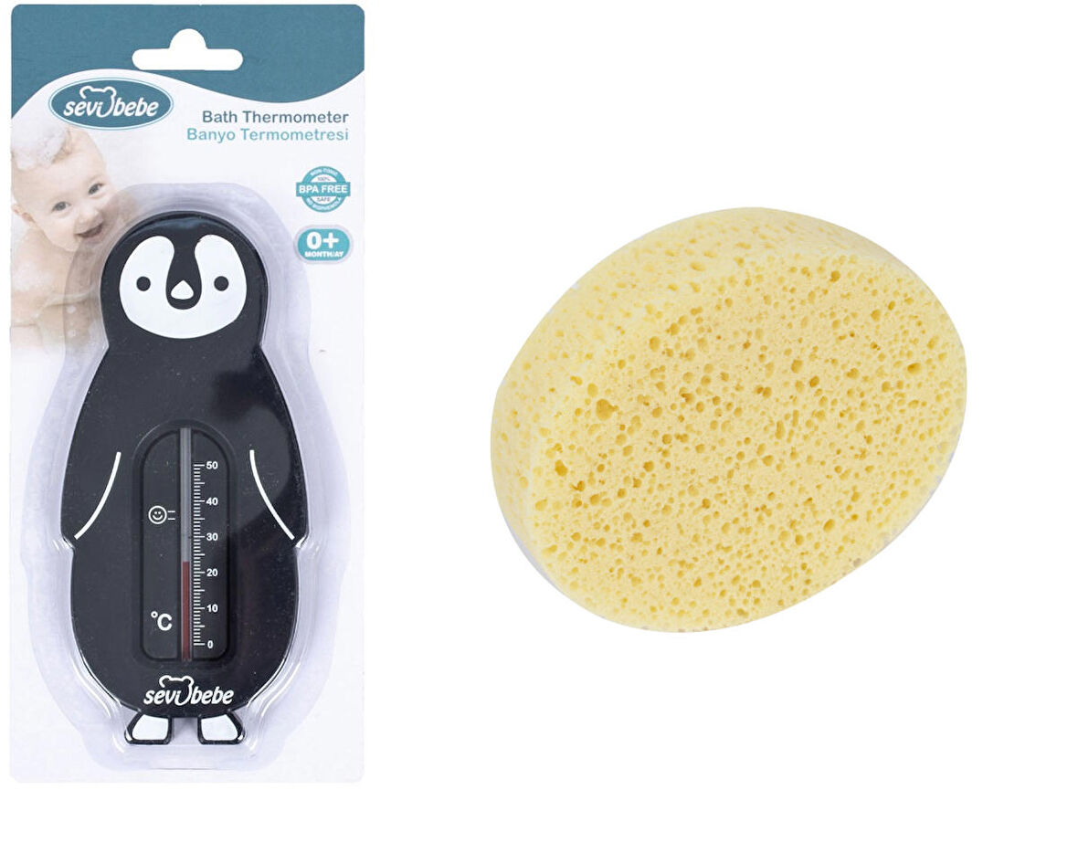 Sevi Bebe Banyo Seti (Banyo Derecesi+Banyo Süngeri)