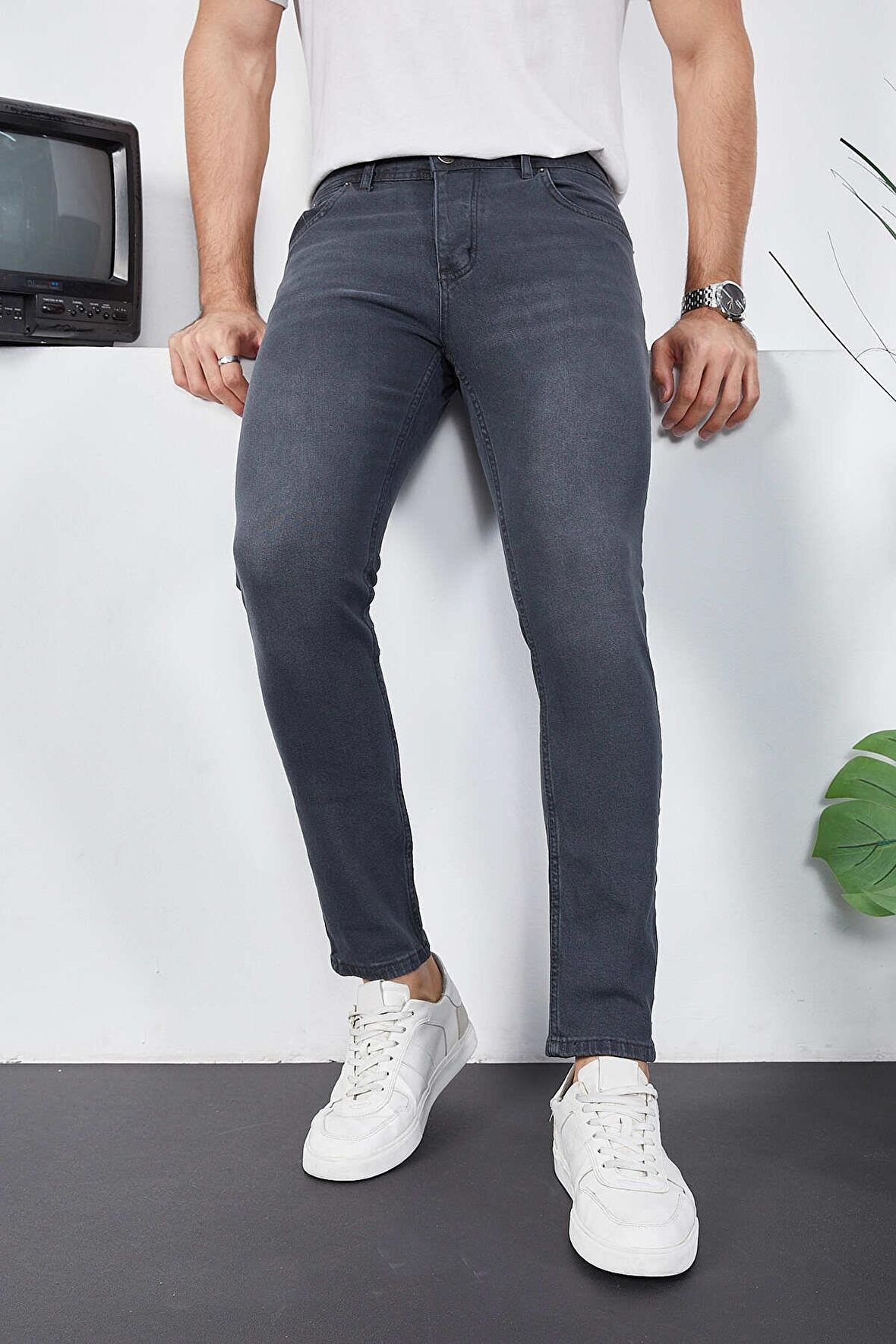 Erkek Likralı Denim Skinny Fit Süper Dar Jeans