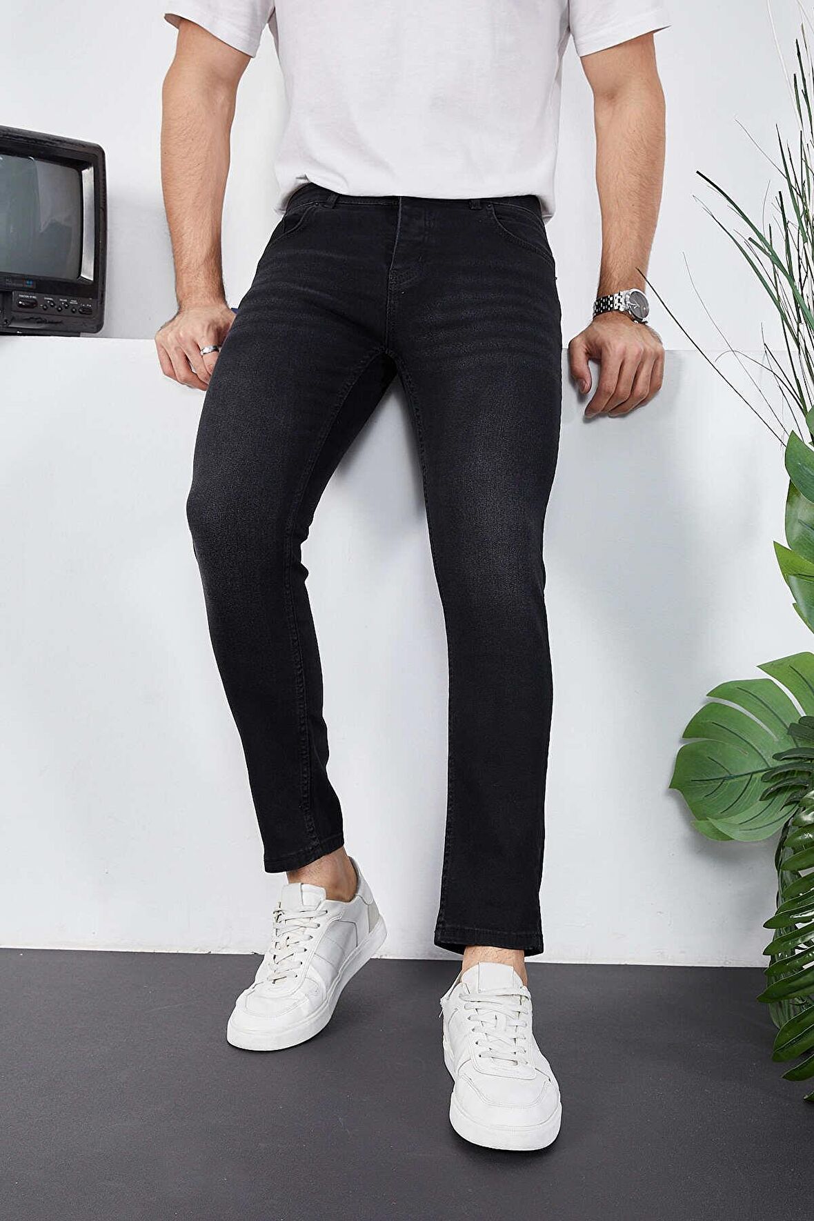 Erkek Likralı Denim Skinny Fit Süper Dar Jeans