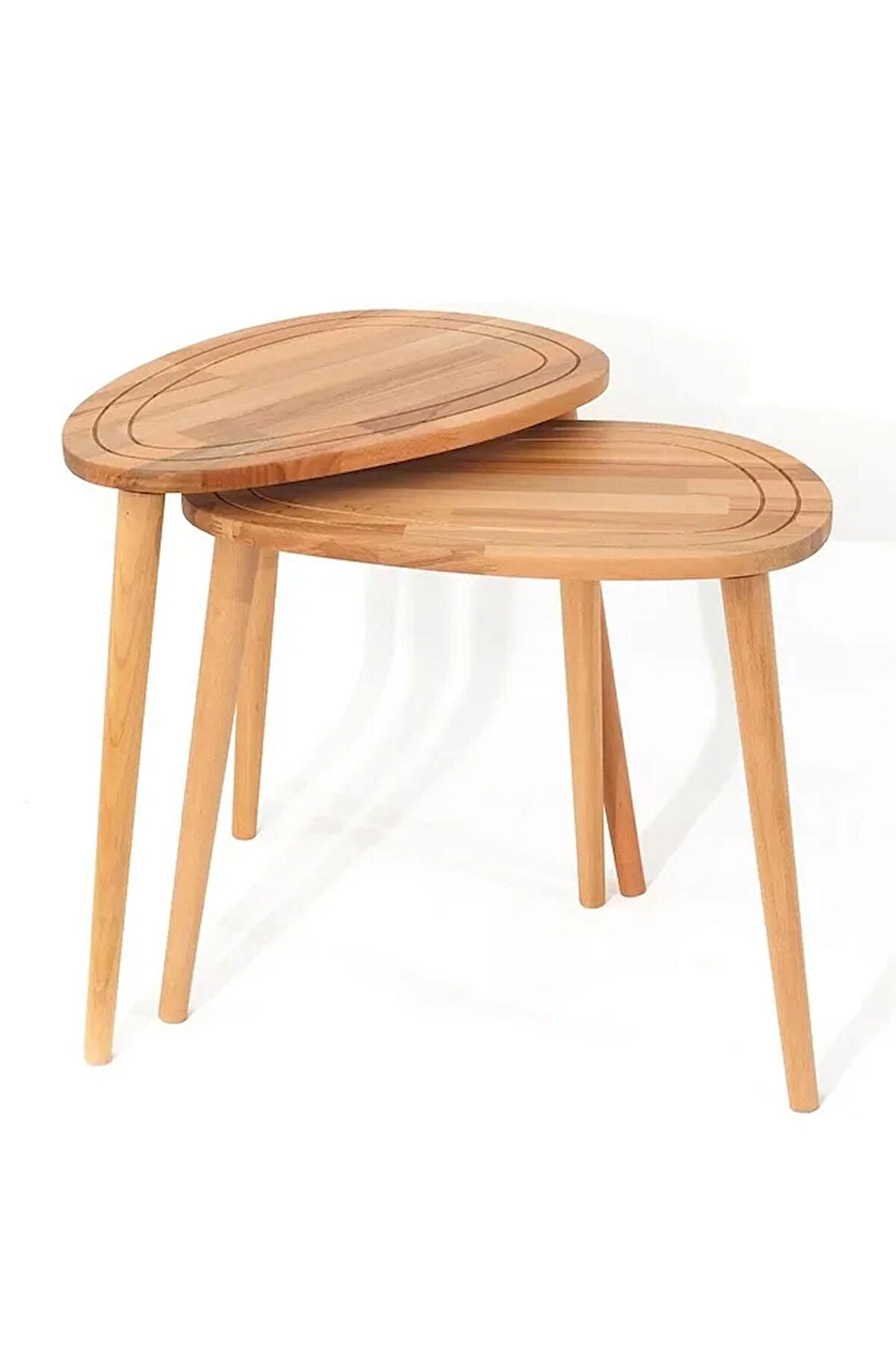 Fawdecor Sweet Naturel Masif Doğal Tekli, 2'li, 3'lü Zigon Sehpa Set, Modern Masif Yan Sehpa 2'li