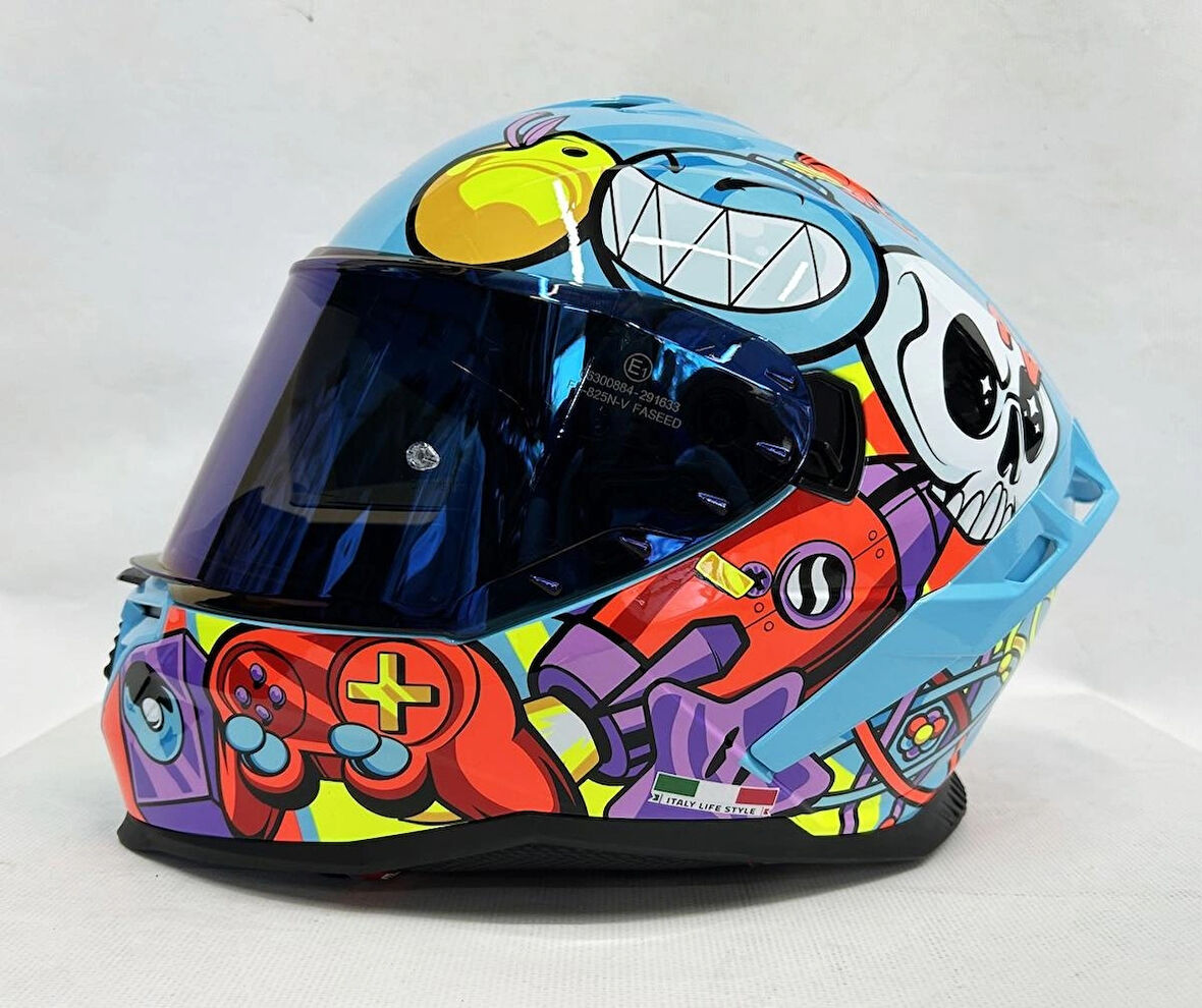 Sway SW 867 GAMER Gloss Renkli Camlı İç Güneş Vizörlü Kapalı Kask S