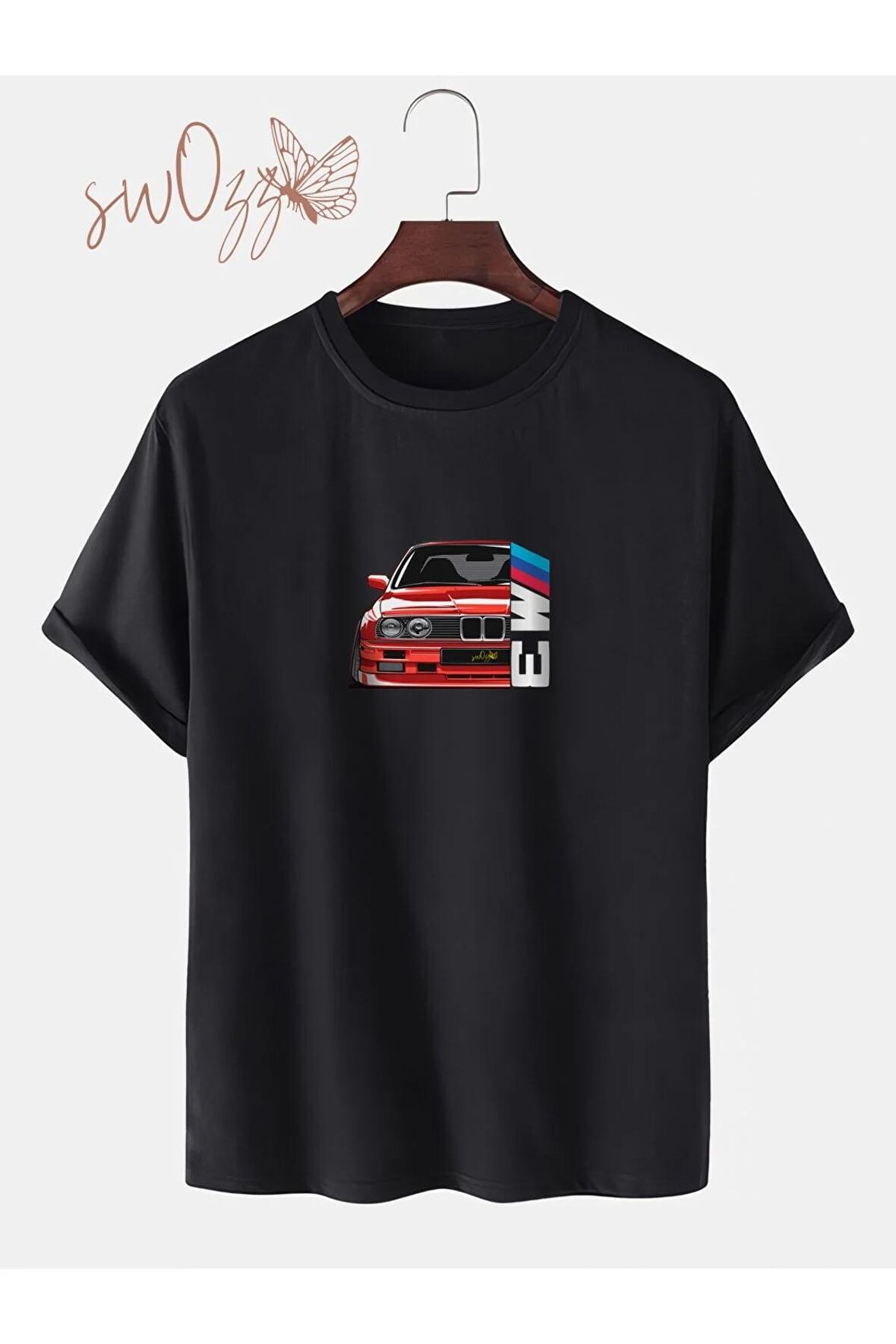 E30 M3 BASKILI SİYAH OVERSİZE TSHİRT