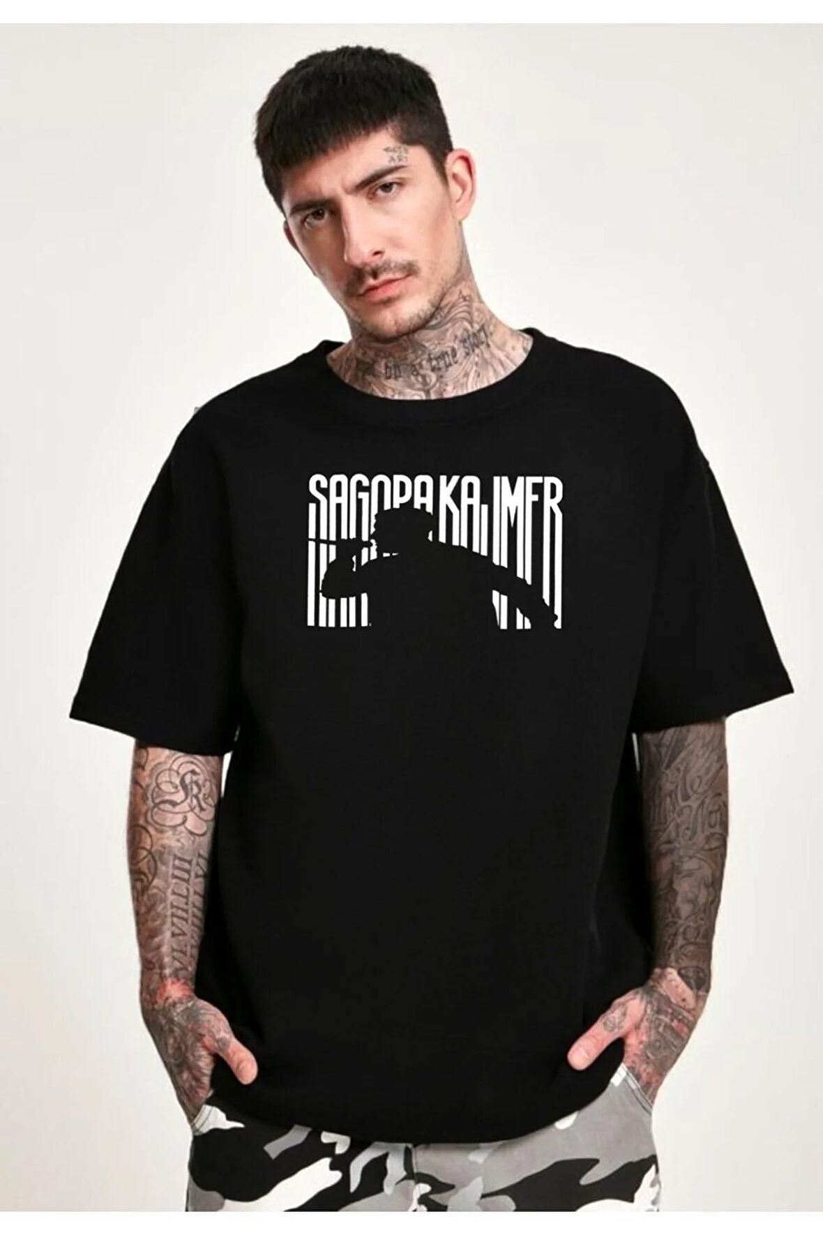 Sagopa Kajmer Baskılı Oversize Unisex Siyah Tişört
