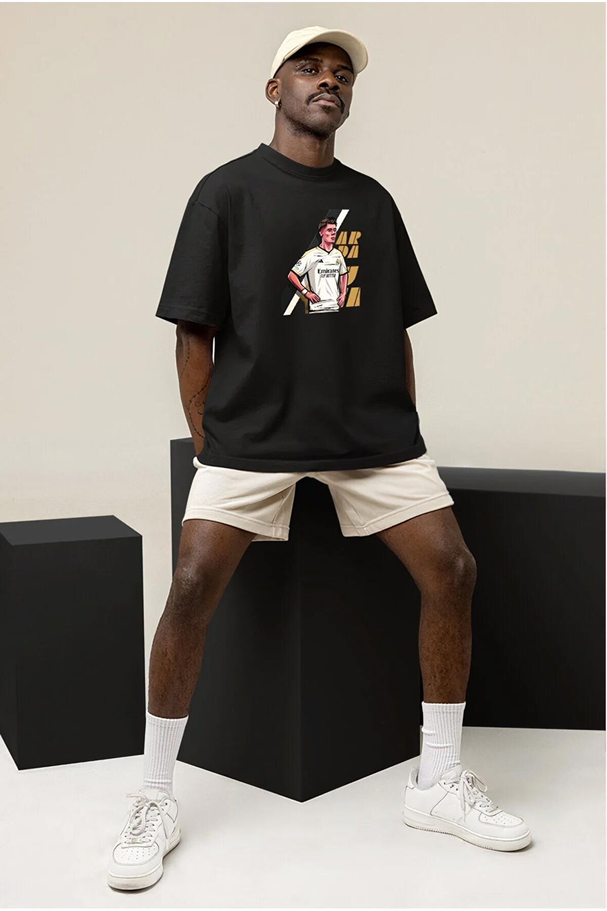 Arda Güler Baskılı Yüksek Kaliteli Unisex Oversize Siyah Tshirt