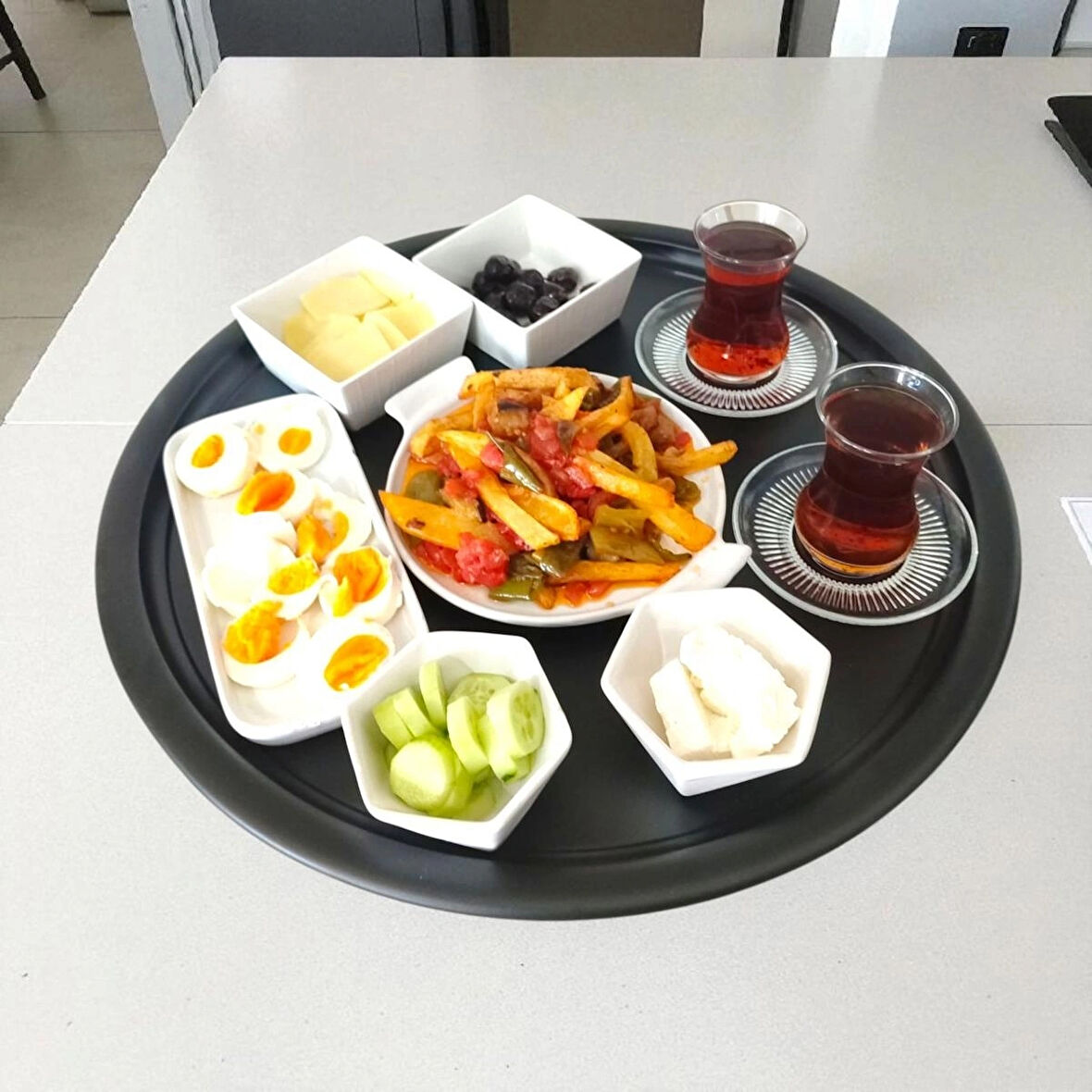 Paslanmaz Çelik Yer Sofrası 45 cm Sofra Yemek Tepsisi Kahvaltı Tepsisi