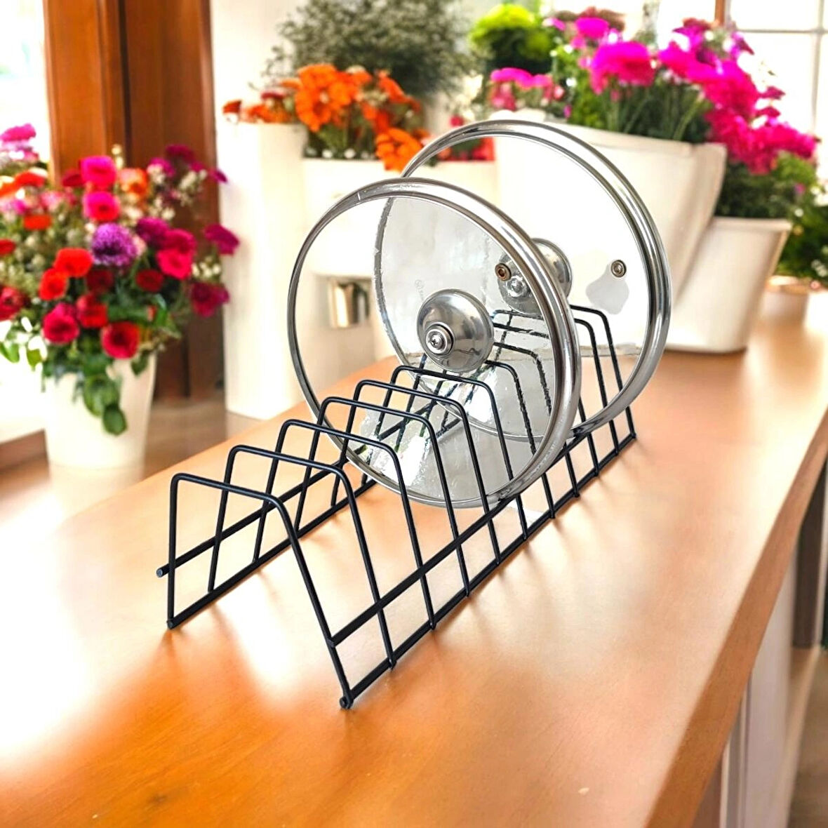 Tabaklık Rafı- Tencere Kapak Düzenleyici-Tabak Kurutmalık -10 Bölmeli  Stand