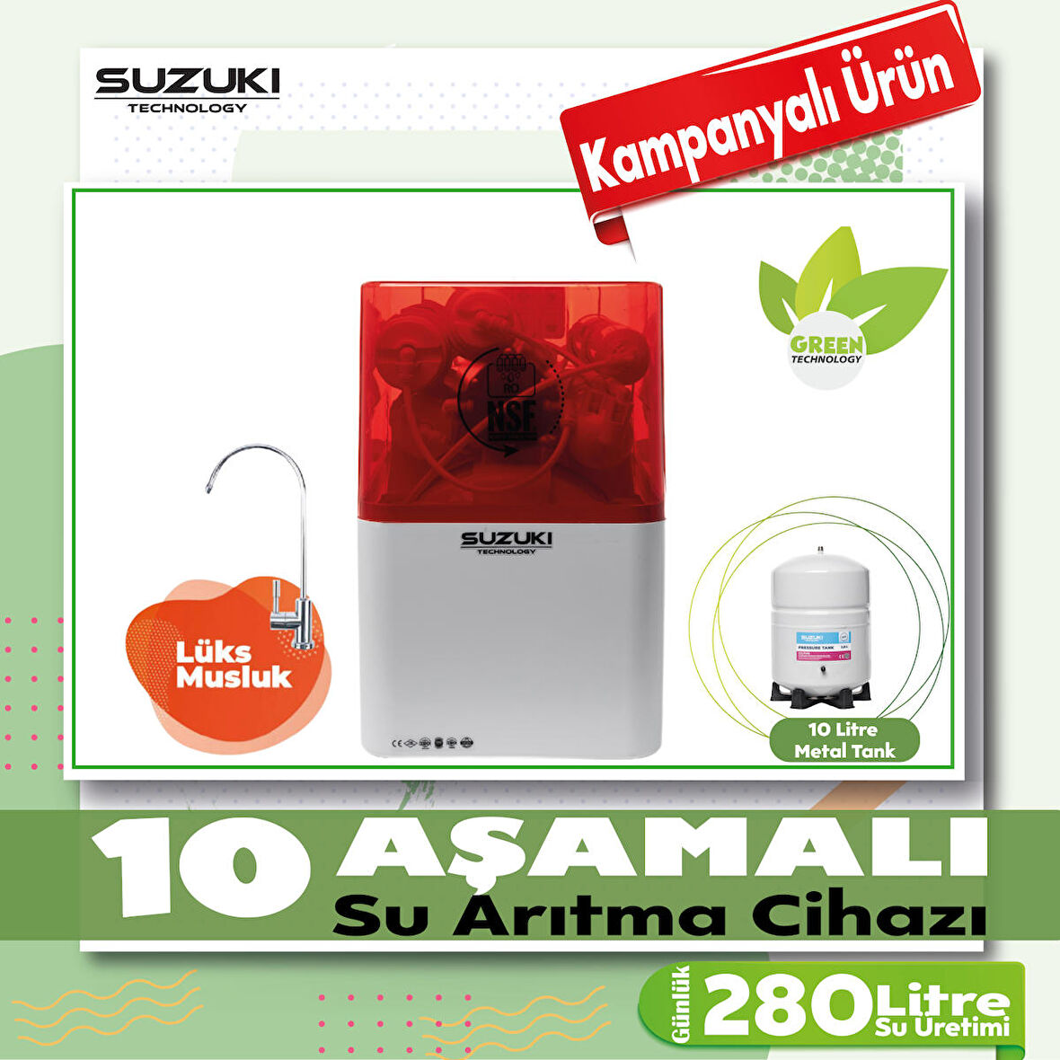 SUZUKI TECHNOLOGY 10 Aşamalı Su Arıtma Cihazı,Çevre ve Bütçe Dostu