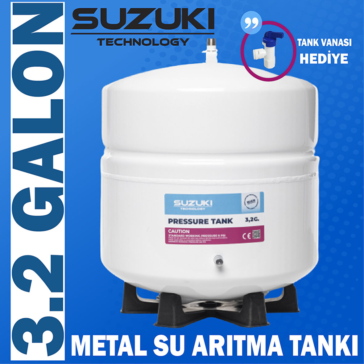 SUZUKI TECHNOLOGY, 12 Litre 3.2 Galon Metal Su Arıtma Tankı 