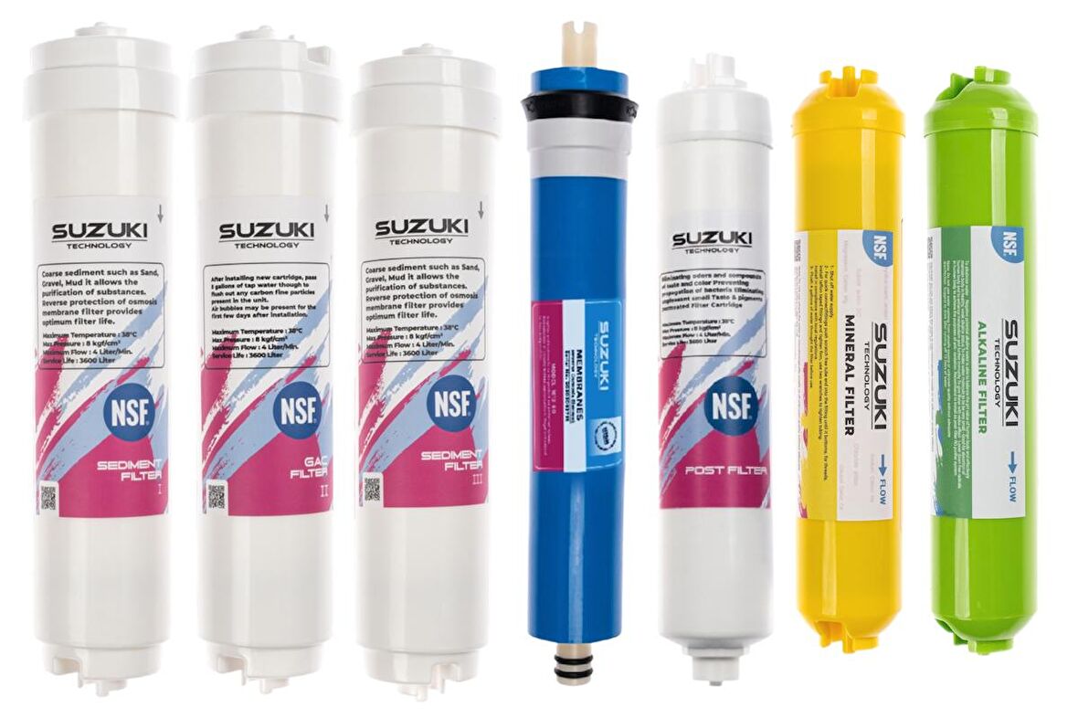 12 İnç Kapalı Kasa Su Arıtma Cihazı Tam Set (7 Filtre) Alkali Ve Mineral İlaveli