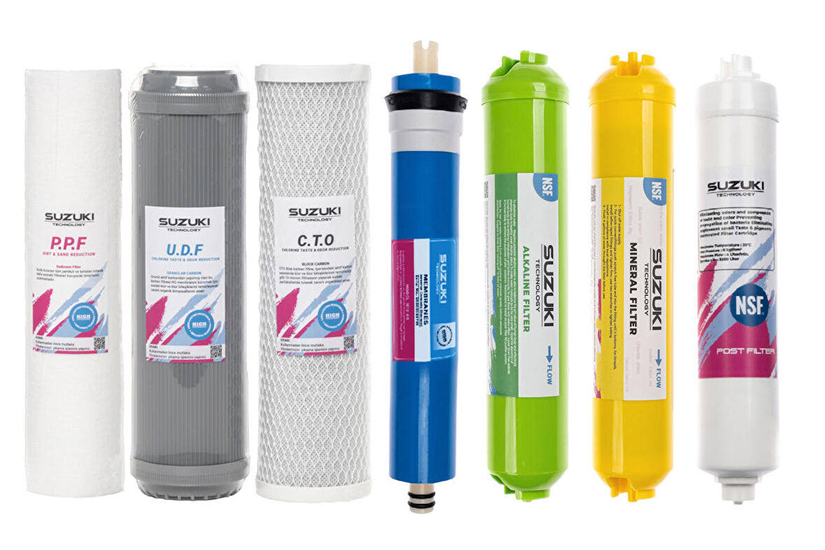 Açık Kasa Su Arıtma Cihazı Tam Set (7 Filtre)alkali Ve Mineral Filtre Ilaveli