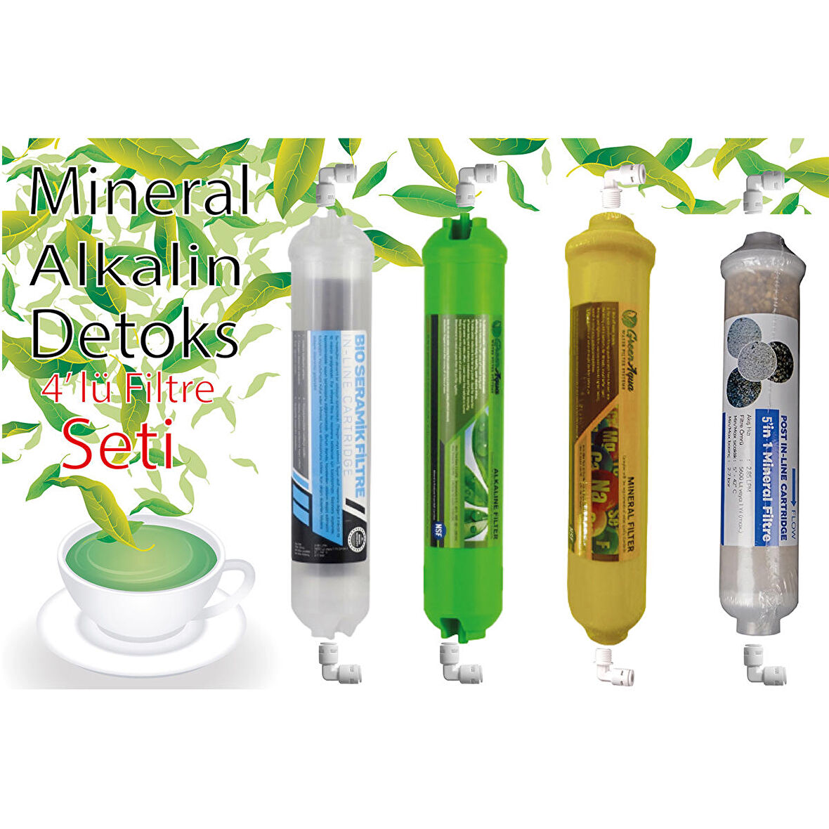 Su Arıtma Cihazı 4'Lü Alkali . Mineral . Detoks . Ph Dengeleyici