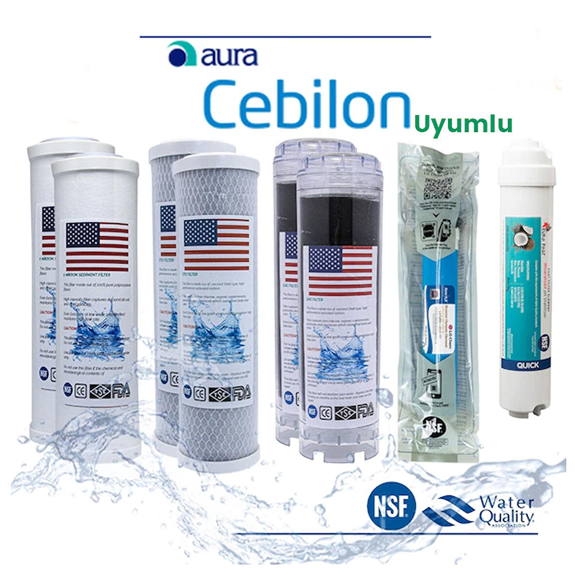 Ihlas Aura Cebilion Uyumlu Su Arıtma 2 Yıllık Filtre Seti Lg Membranlı 