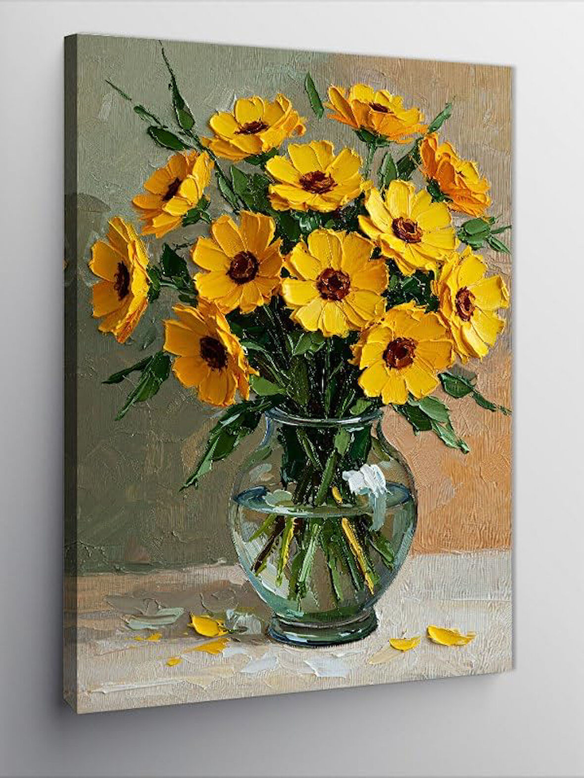 Kanvas Tablo Güneş Çiçeği Vazosu, 50 x 70