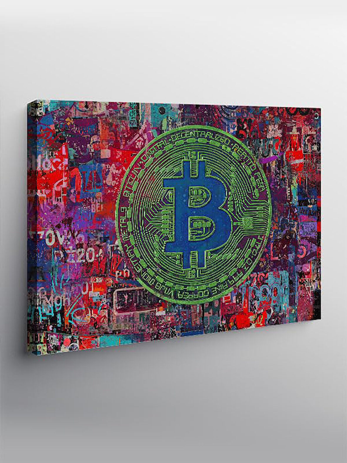 Kanvas Tablo Dijital Bitcoin Grafiti Çizimi YTCNVS504271, 70 x 100