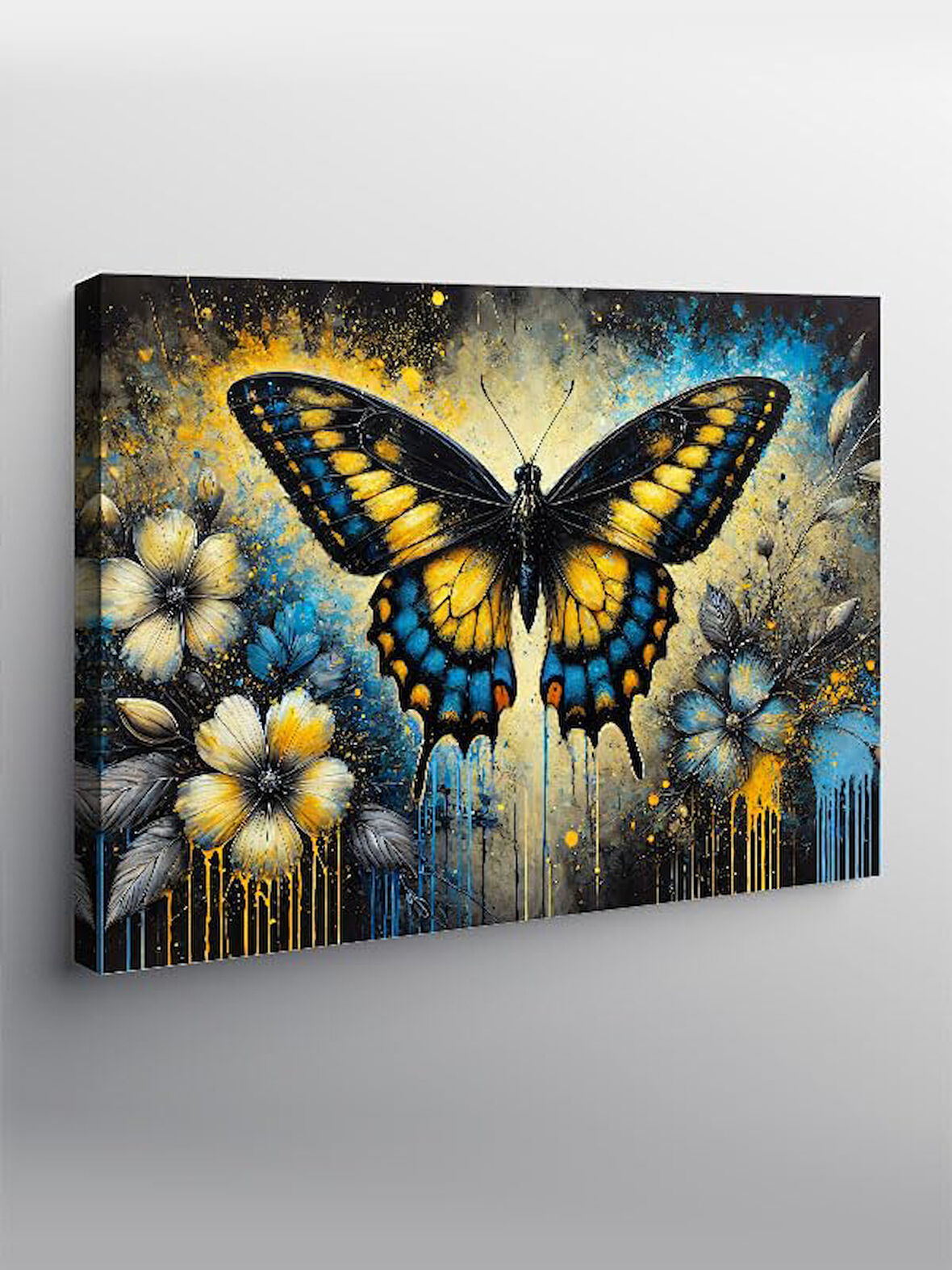 Kanvas Tablo Mavi Kelebek Çizimi YTCNVS501571, 50 x 70